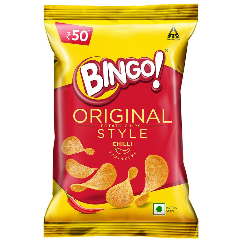 Bingo! Original Style Chilli Sprinkled - Flat Cut Spicy Potato Chips Pack for Snacks – 90g – view 1