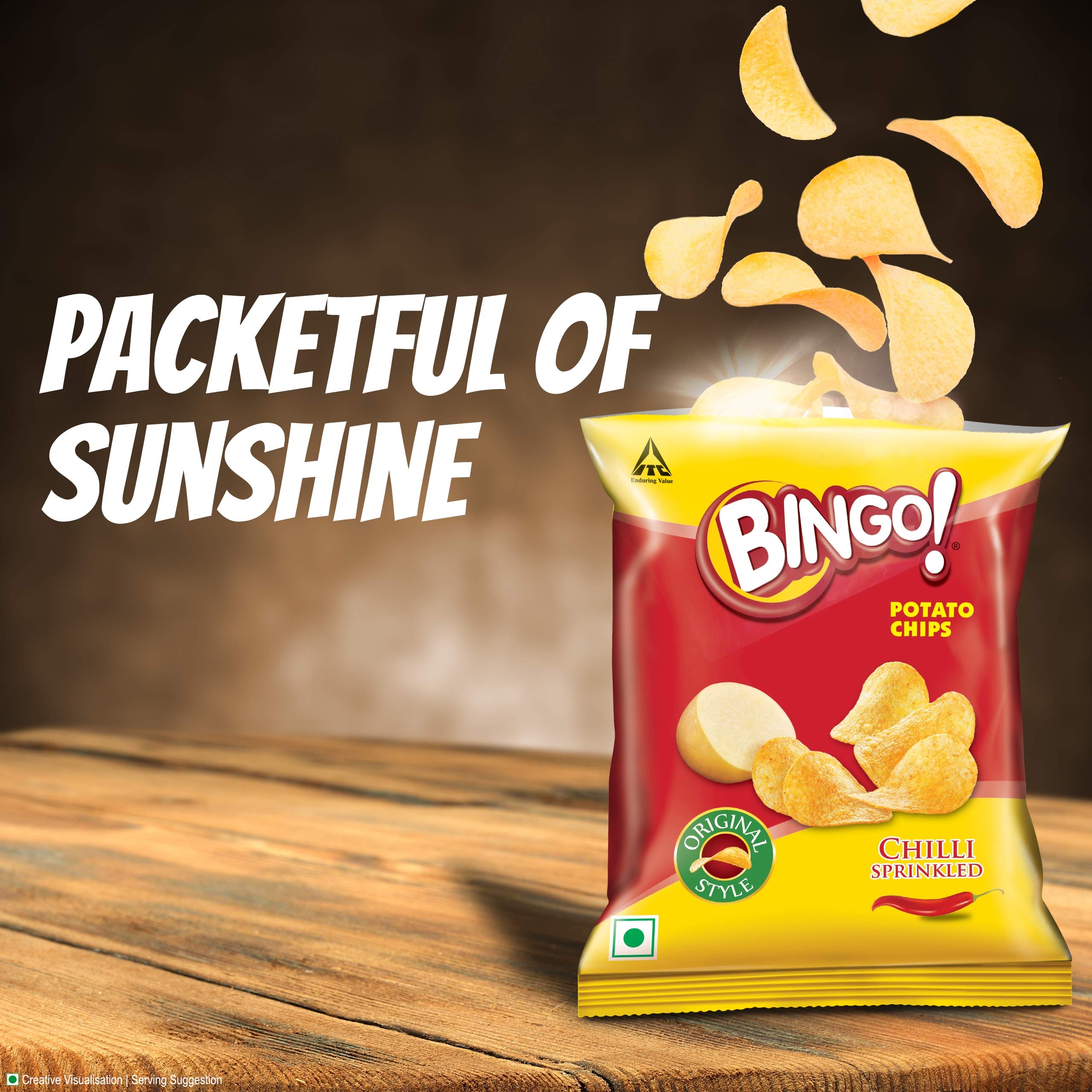 Bingo! Original Style Chilli Sprinkled - Flat Cut Spicy Potato Chips Pack for Snacks – 45g – view 4