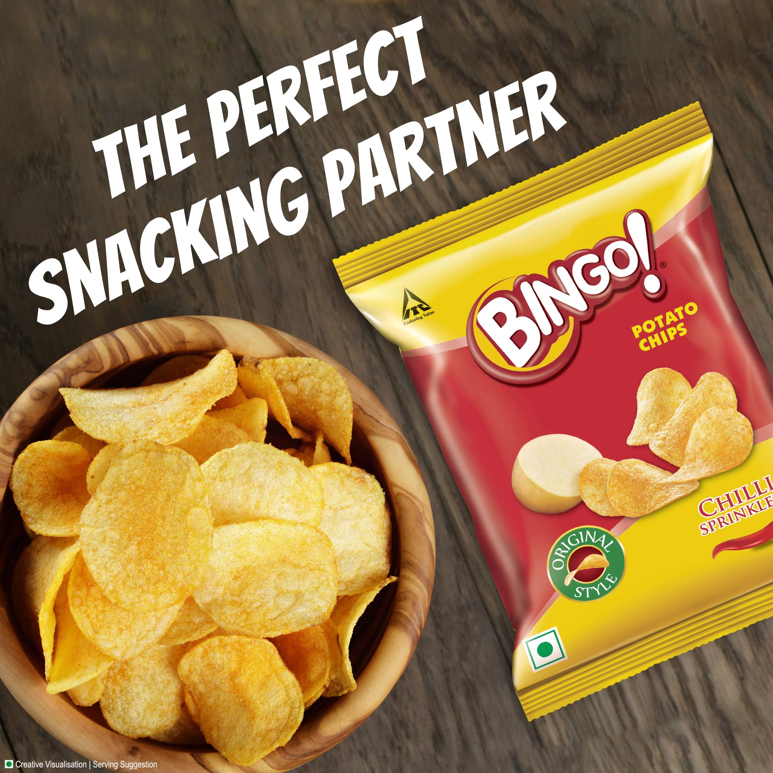 Bingo! Original Style Chilli Sprinkled - Flat Cut Spicy Potato Chips Pack for Snacks – 45g – view 6