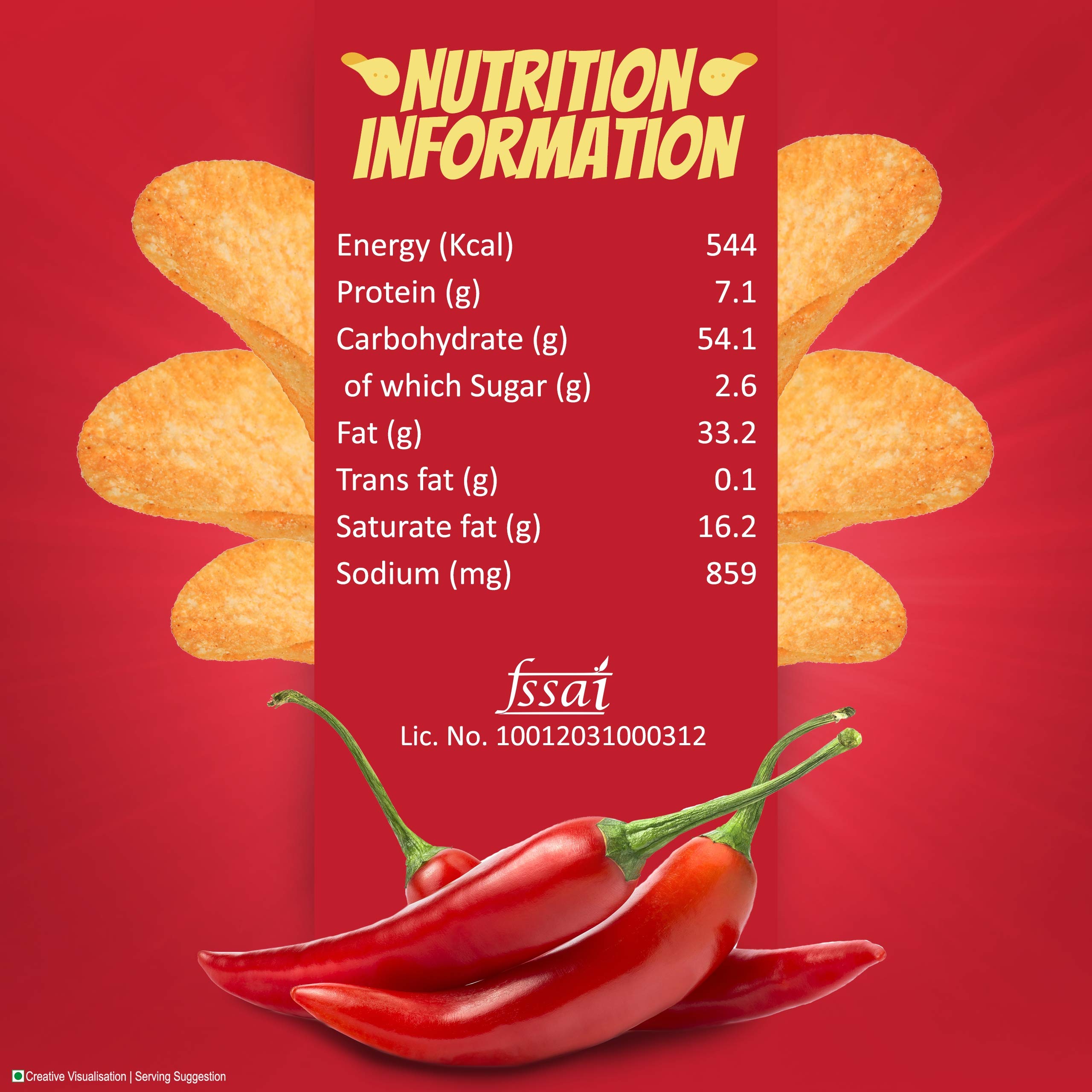 Bingo! Original Style Chilli Sprinkled - Flat Cut Spicy Potato Chips Pack for Snacks – 45g – view 8