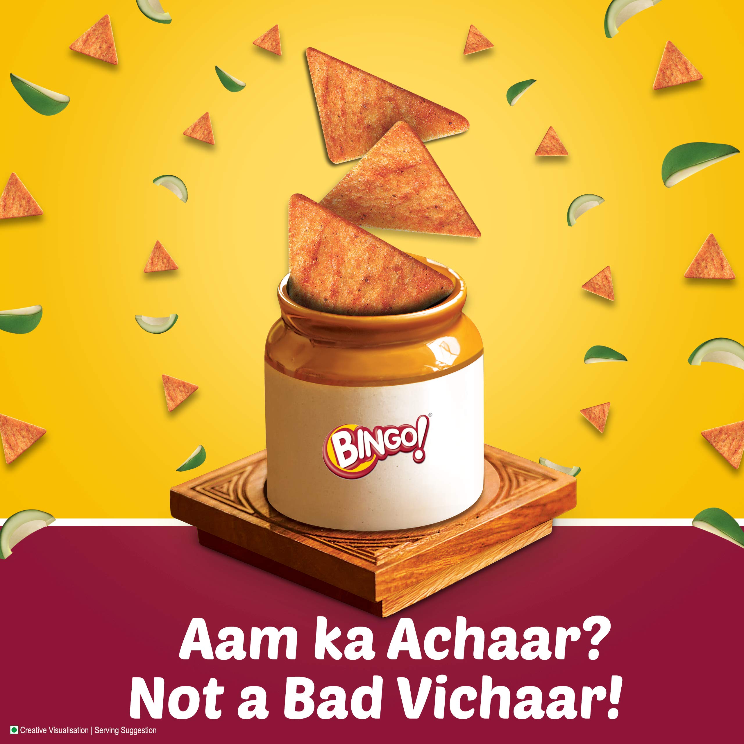 Bingo! Mad Angles Achaari Masti – Mango Pickle Flavour Crunchy Triangle Chips Pack - 130 g – view 3