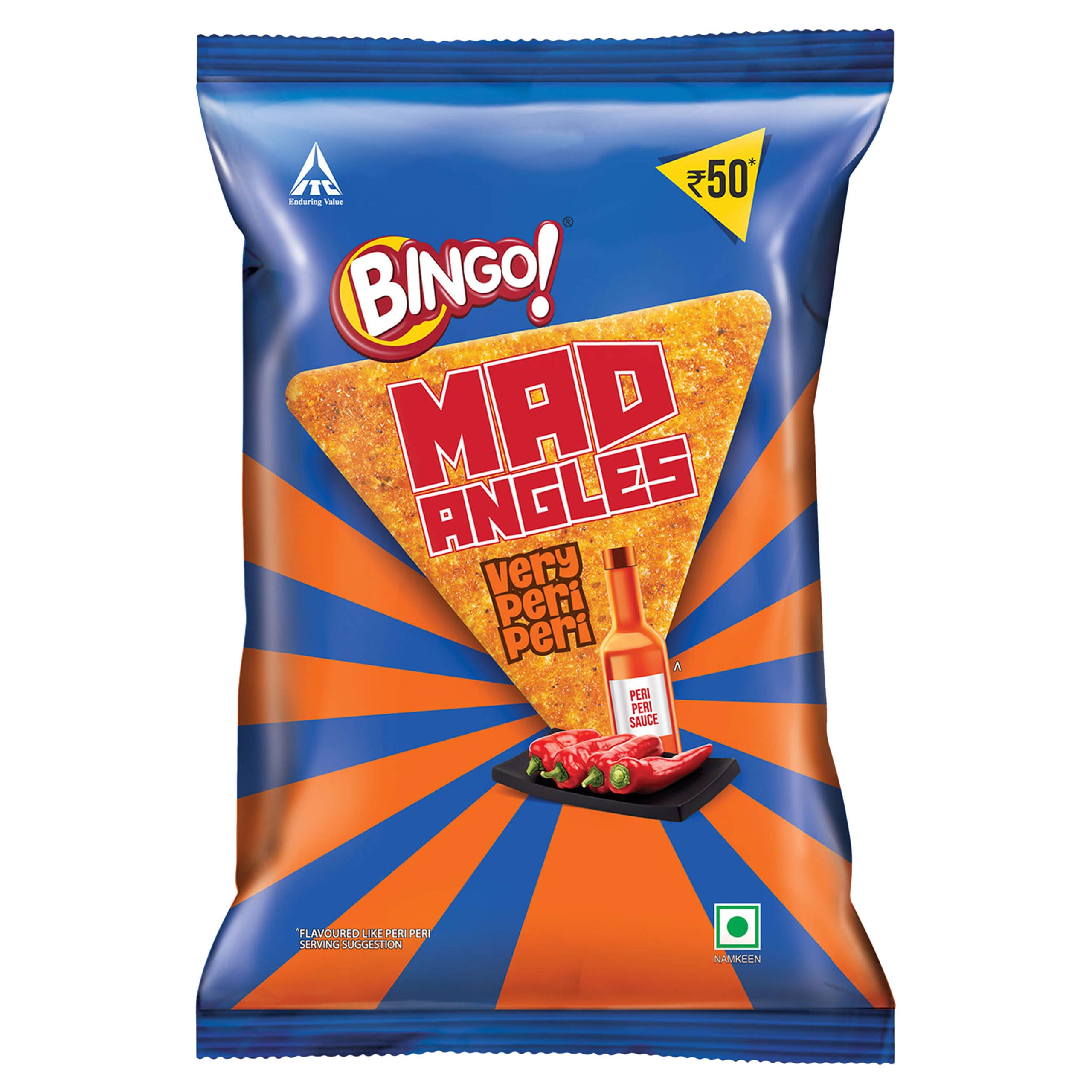 Bingo Mad Angles peri peri crunchy triangle snack pack