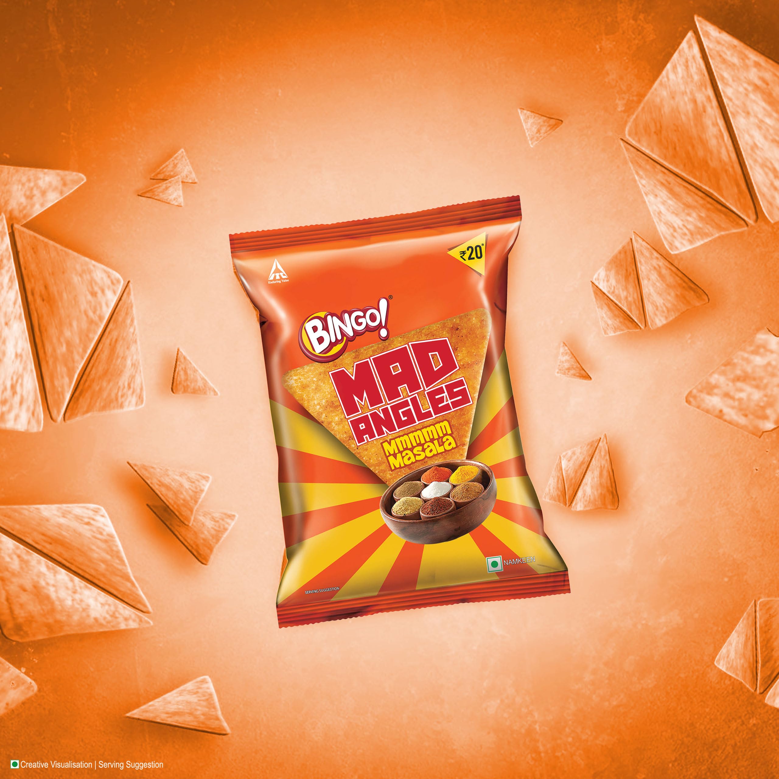 Bingo! Mad Angles Mmmmm Masala – Masala Flavoured Corn-Based Triangle Chips Pack for Snacks - 66g – view 5