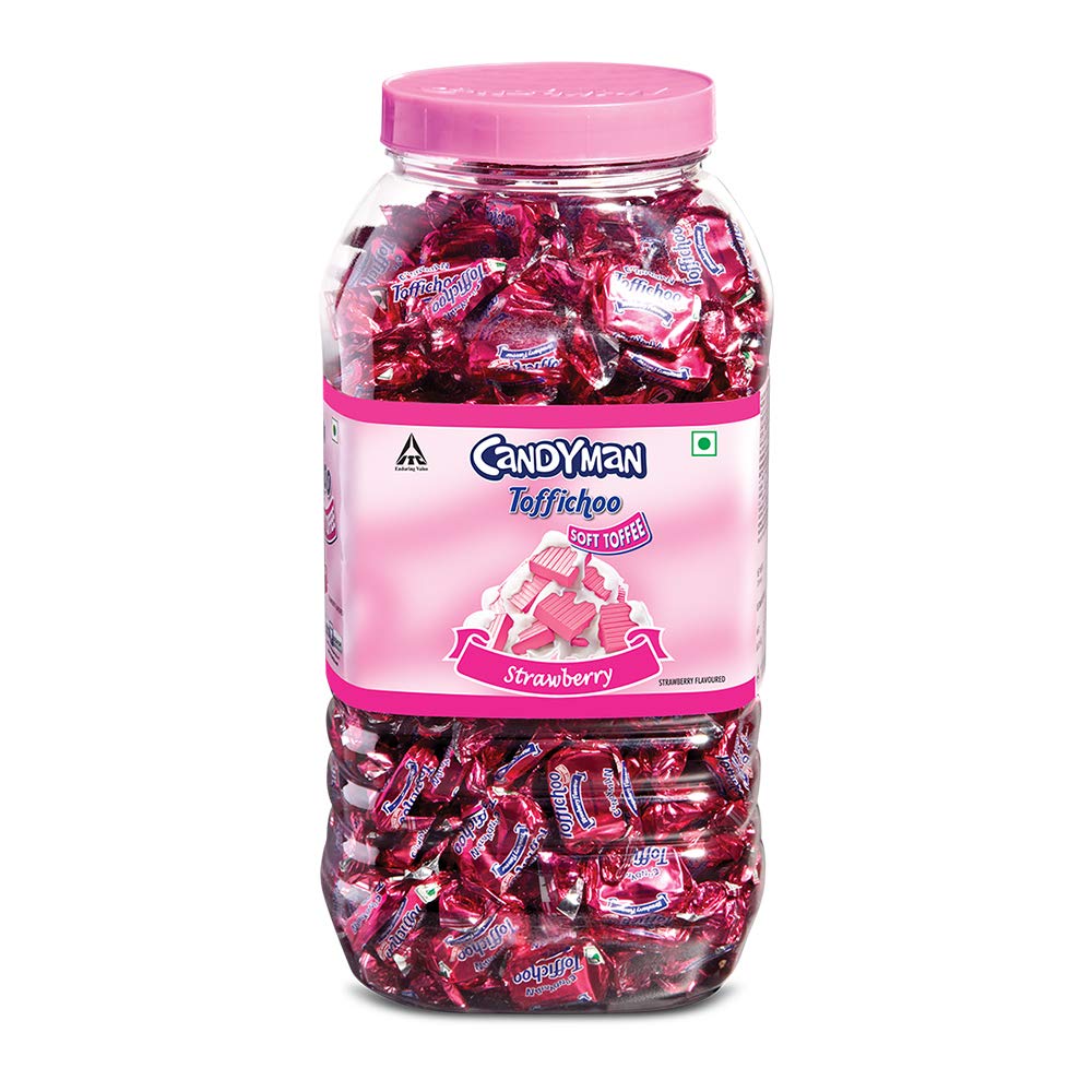 Candyman Toffichoo, Strawberry -( 320units *2.4g) Soft Toffees for In-home Serves, 768g