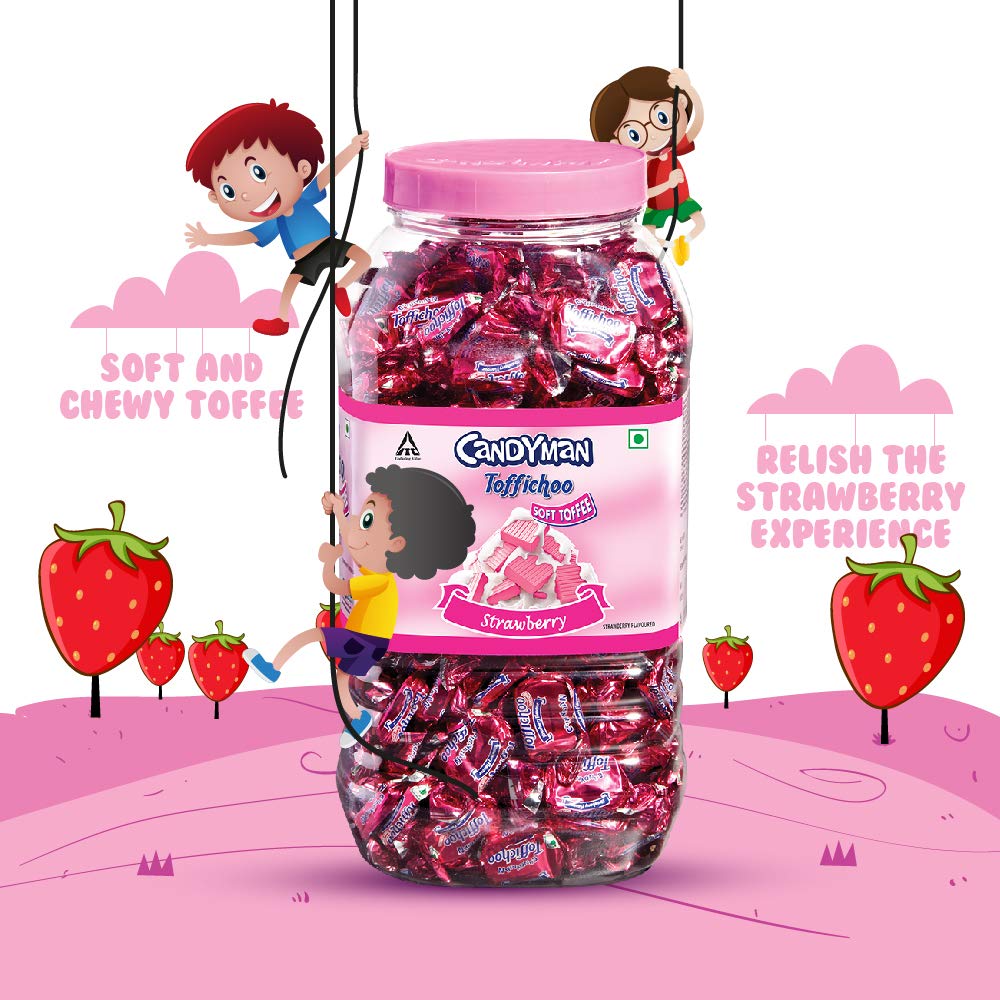 Candyman Toffichoo, Strawberry -( 320units *2.4g) Soft Toffees for In-home Serves, 768g – view 2
