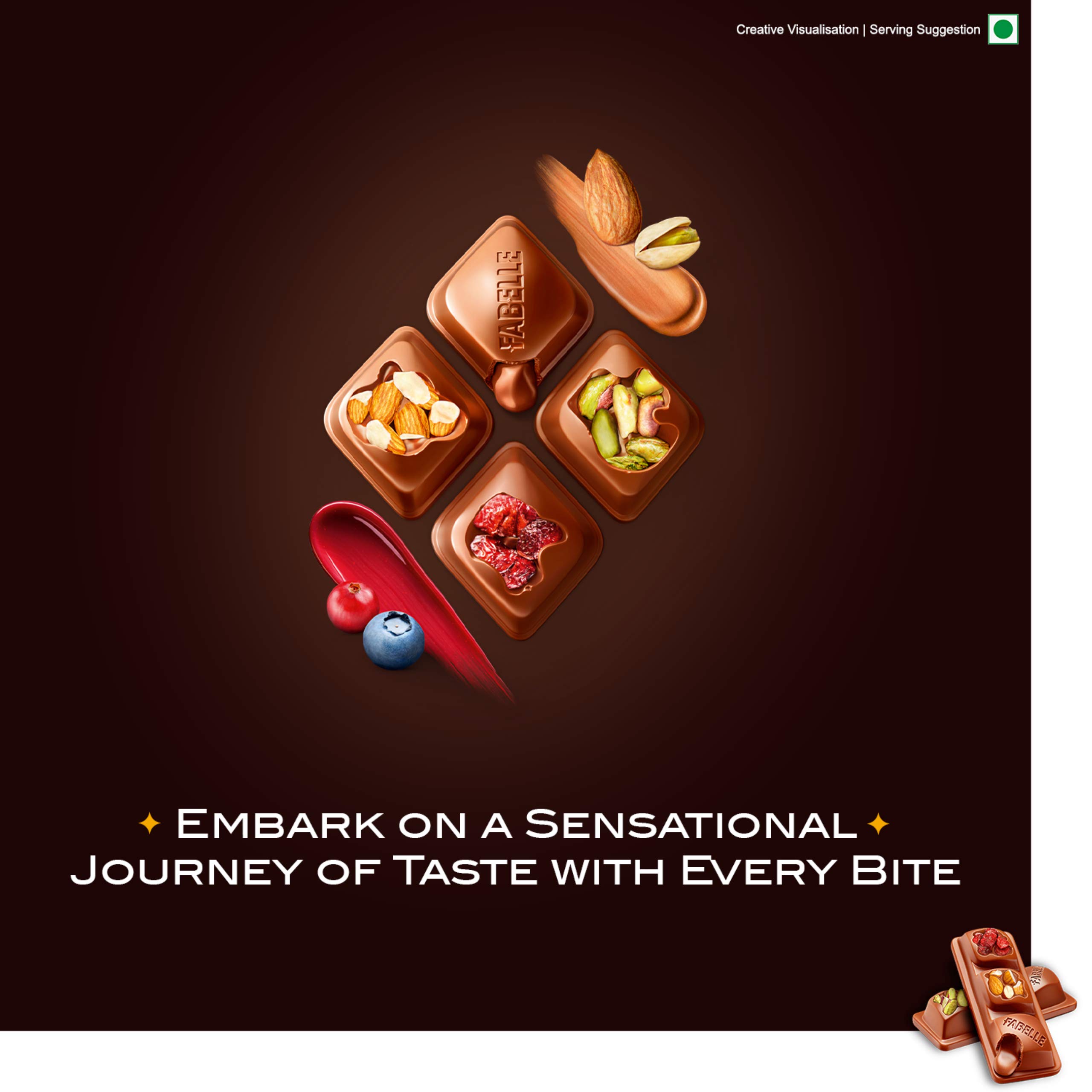 Fabelle Open Secret - Milk, Centre- Filled Luxury Chocolate Bar Topped with Visible Nuts & Berries, 121g – view 3