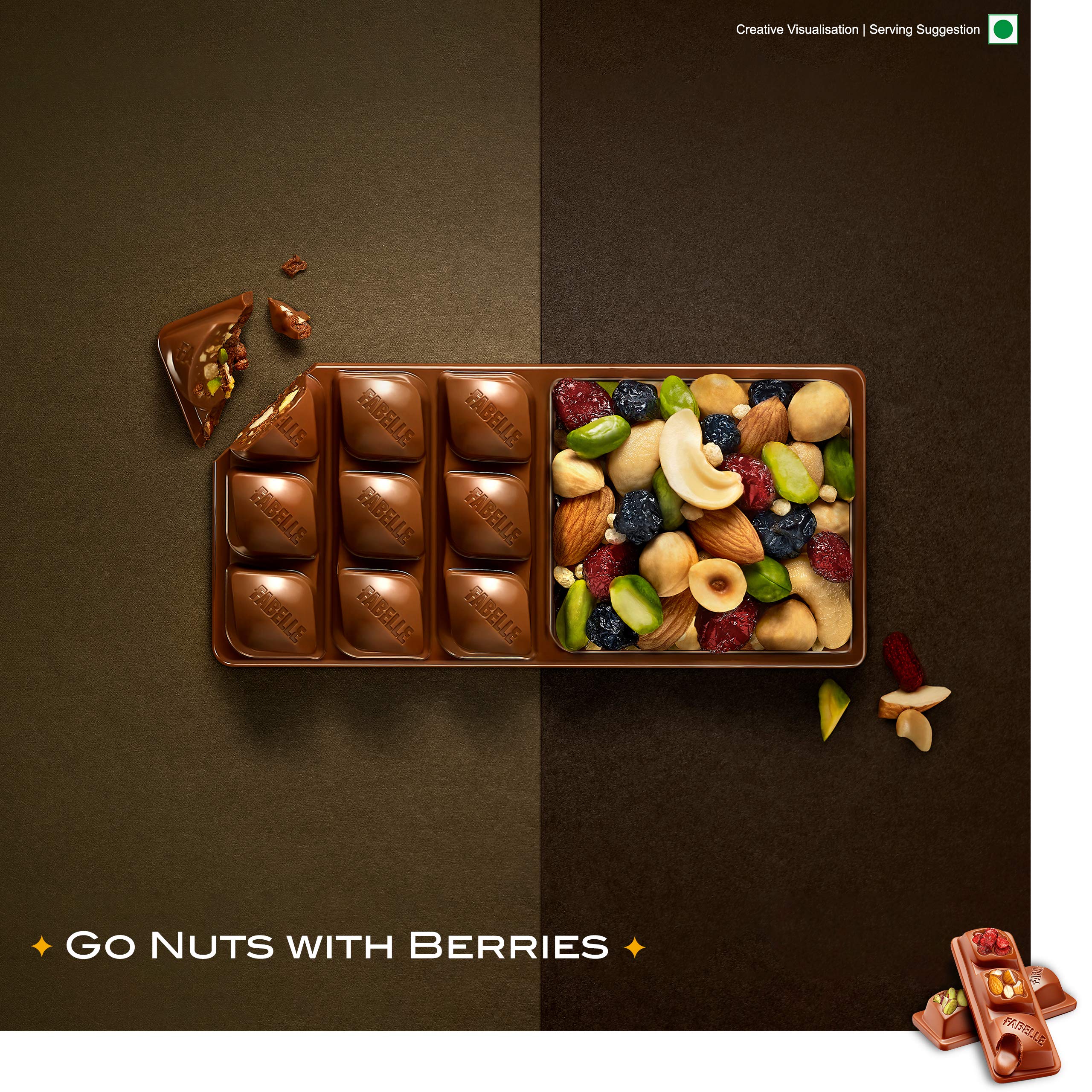 Fabelle Open Secret - Milk, Centre- Filled Luxury Chocolate Bar Topped with Visible Nuts & Berries, 121g – view 7