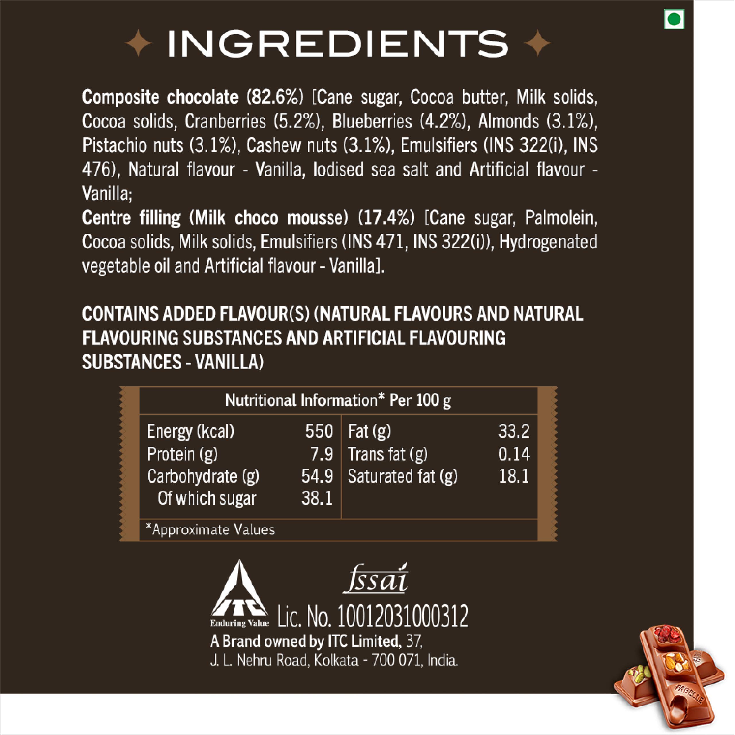 Fabelle Open Secret - Milk, Centre- Filled Luxury Chocolate Bar Topped with Visible Nuts & Berries, 121g – view 8