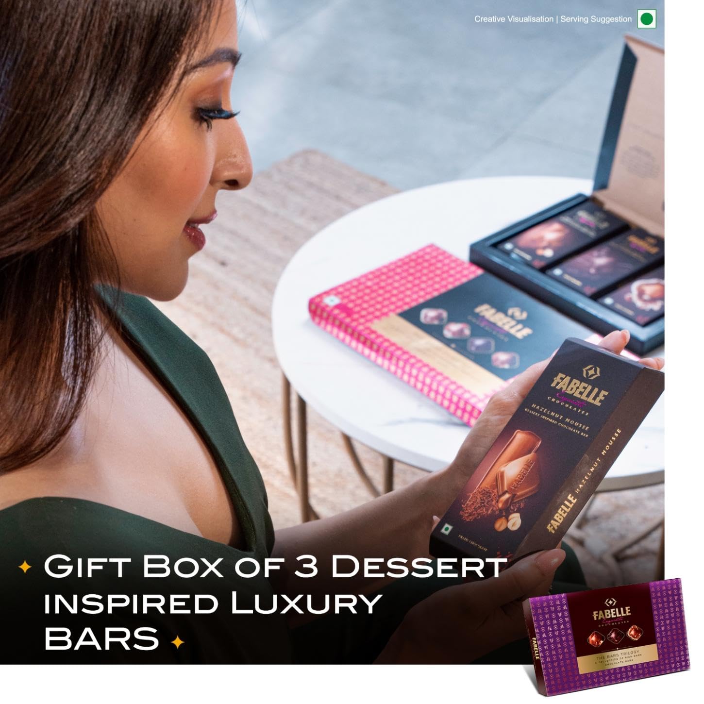 Fabelle The Bars Trilogy - Christmas Chocolate Gift Pack, 3 Assorted Large Luxury Chocolate Bars, Premium Packaged Gift Chocolate Box, Centre-Filled Bars, Best Christmas Gift For Family, 388g – view 3