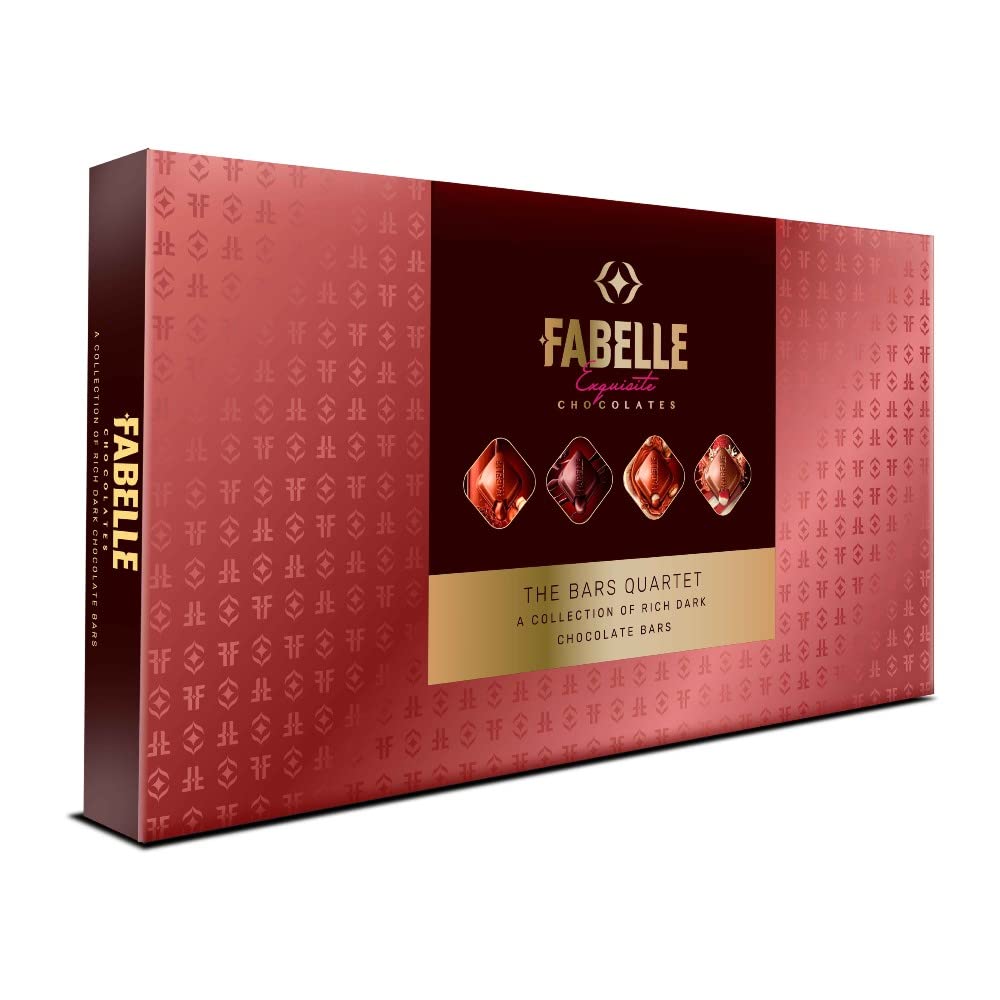 Luxury chocolate gift box with four assorted filled bars