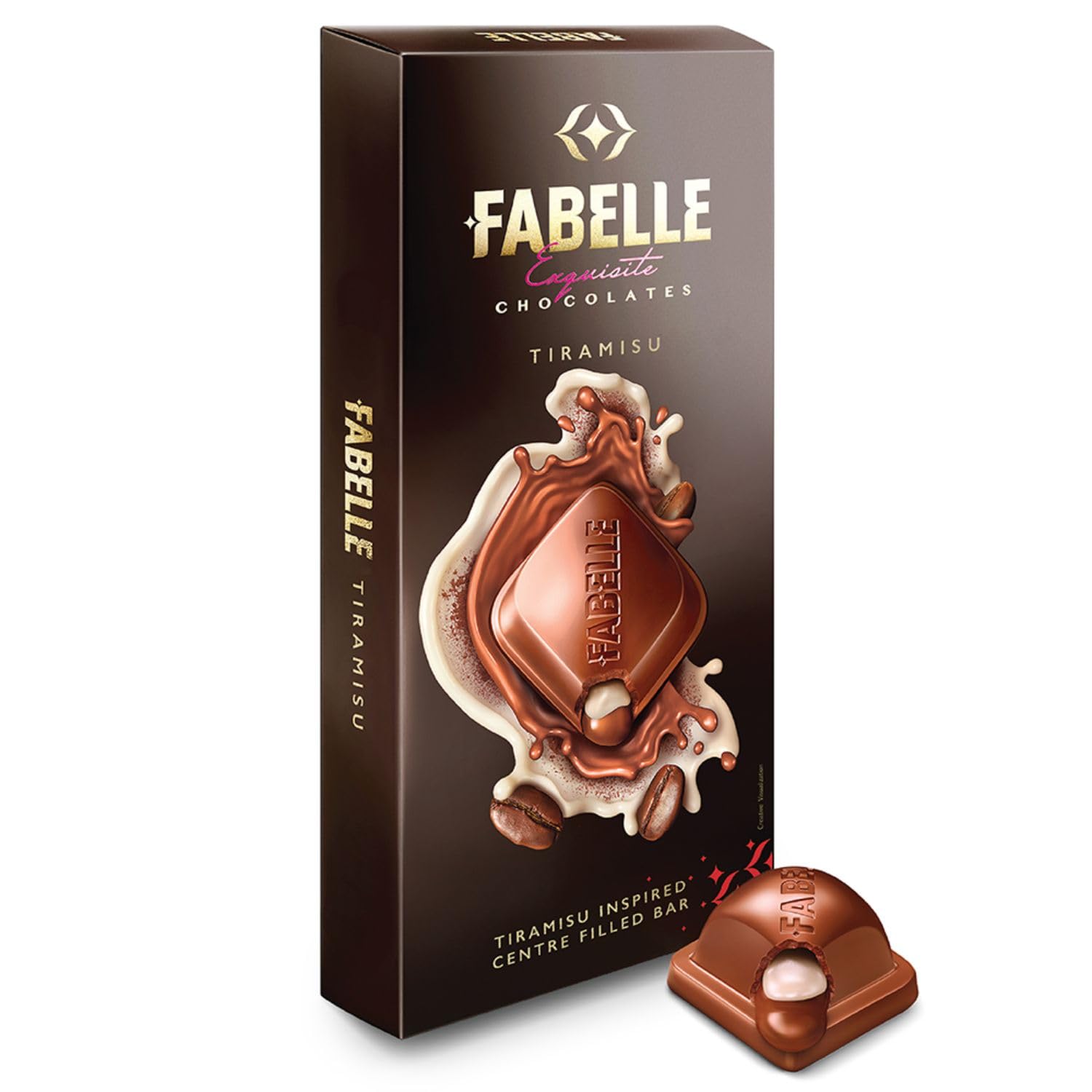 Boxed Fabelle tiramisu center-filled milk chocolate gift bar