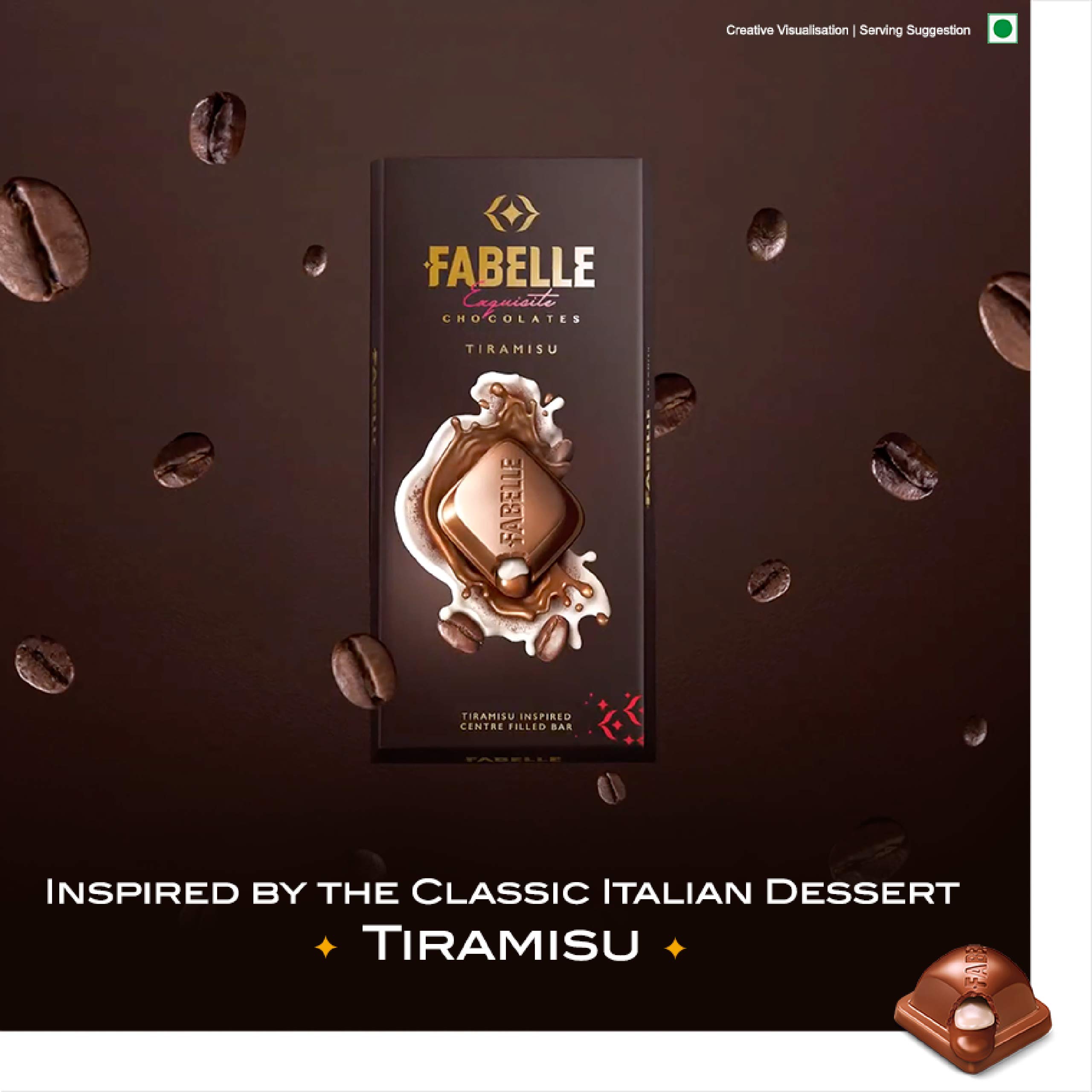 Fabelle Tiramisu, Luxury Milk Chocolate Bar Filled with Coffee Mousse and Mascarpone Cheese, 131 g – view 5
