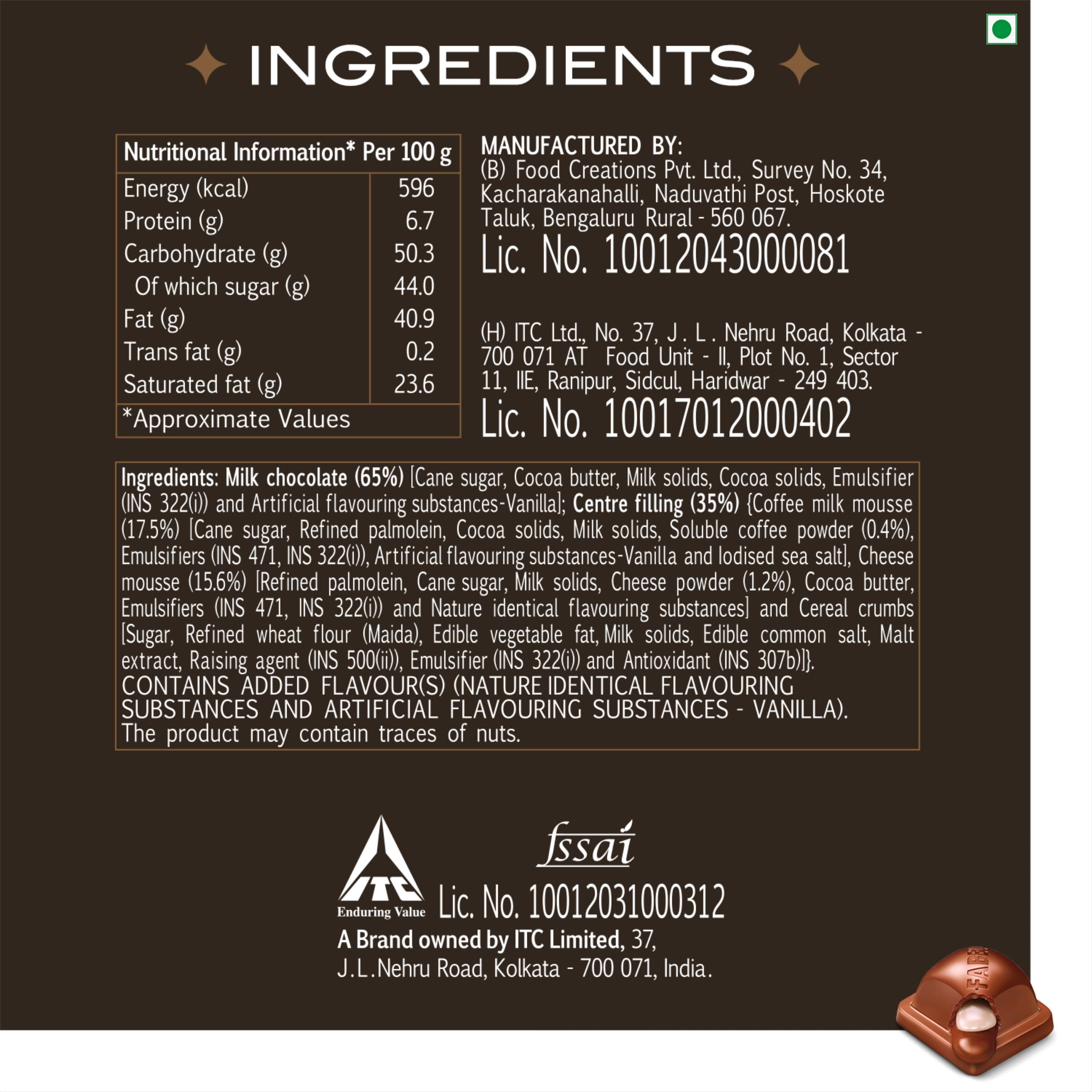 Fabelle Tiramisu, Luxury Milk Chocolate Bar Filled with Coffee Mousse and Mascarpone Cheese, 131 g – view 8