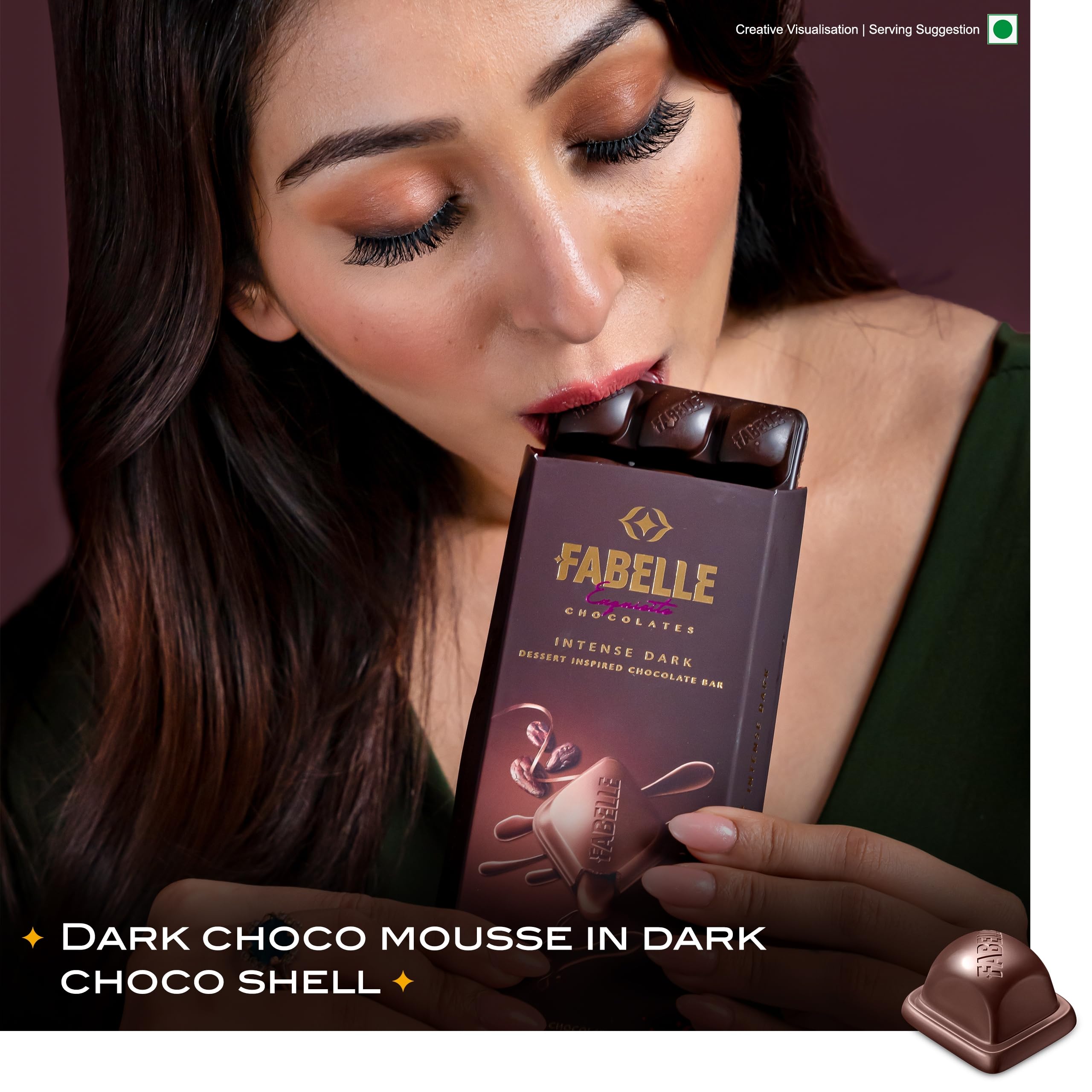 Fabelle Intense Dark - Chocolate, Large Luxury Dark Chocolate Bar with 84% Intense Dark Choco Mousse,130g – view 2