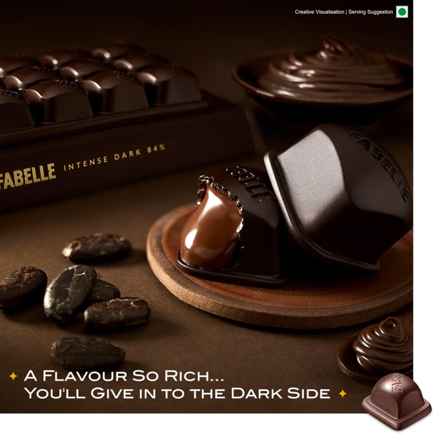 Fabelle Intense Dark - Chocolate, Large Luxury Dark Chocolate Bar with 84% Intense Dark Choco Mousse,130g – view 5