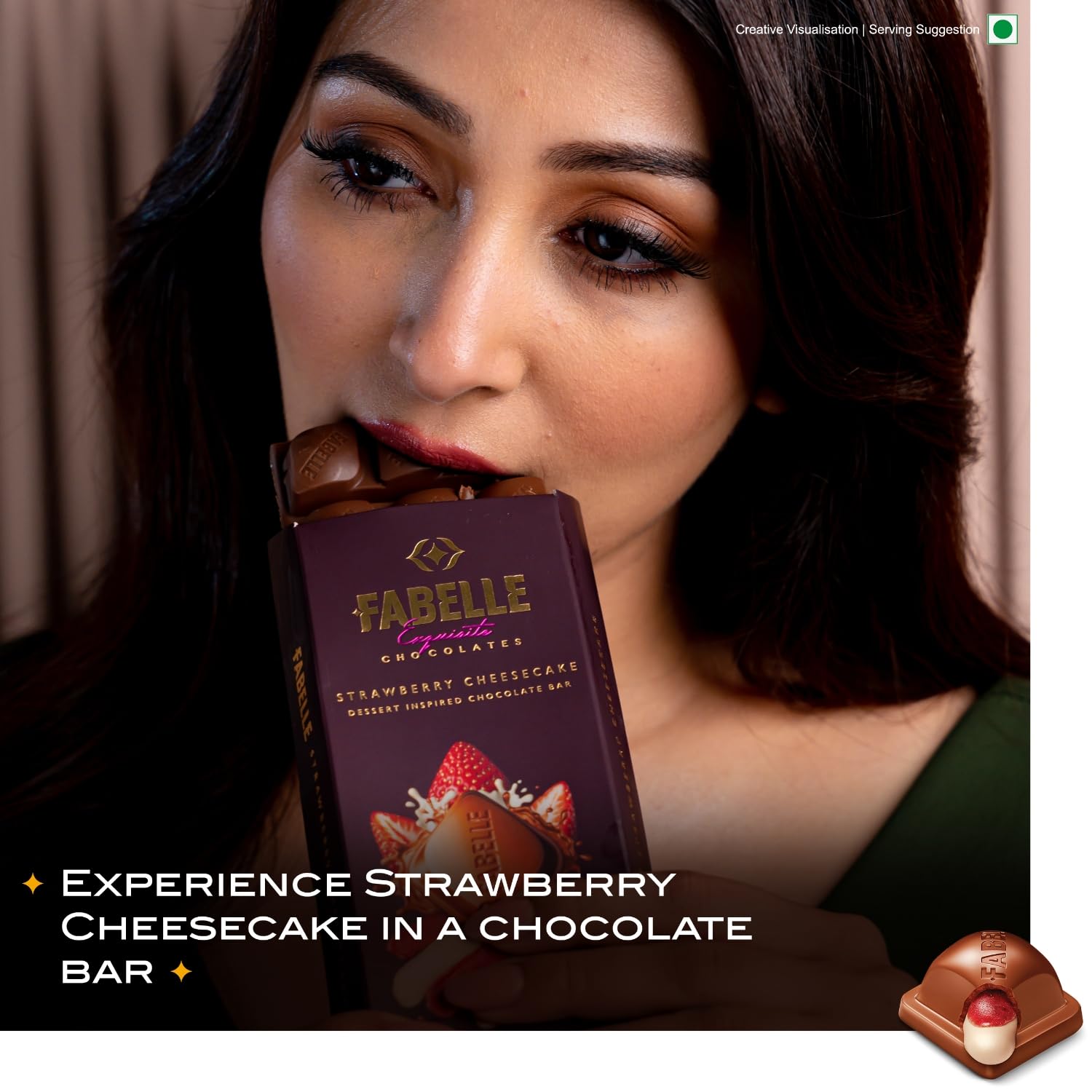 Fabelle Strawberry Cheesecake, Luxury Milk Chocolate Centre Filled Bar with Strawberry and Cheese Mousse, 131 g – view 3