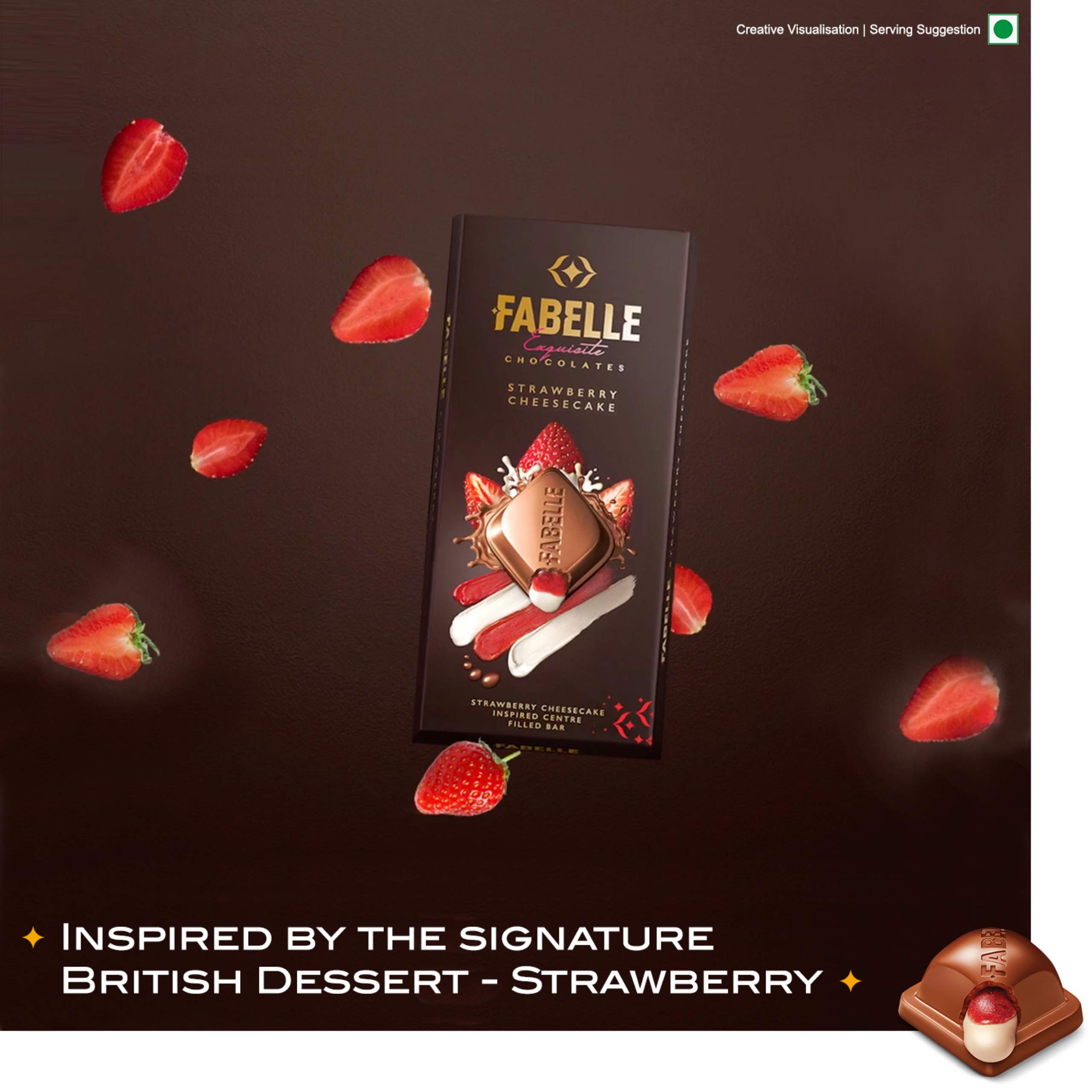 Fabelle Strawberry Cheesecake, Luxury Milk Chocolate Centre Filled Bar with Strawberry and Cheese Mousse, 131 g – view 5