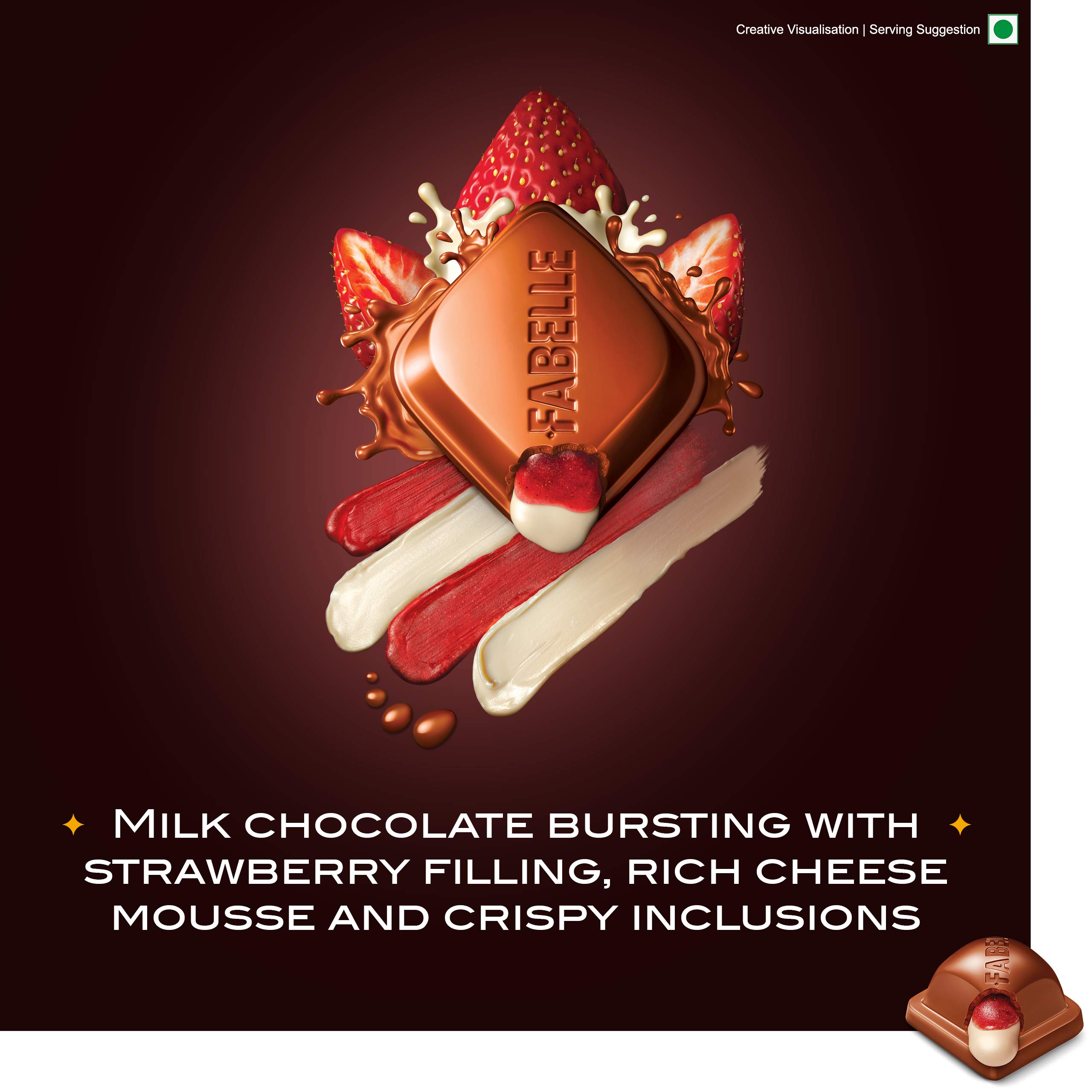 Fabelle Strawberry Cheesecake, Luxury Milk Chocolate Centre Filled Bar with Strawberry and Cheese Mousse, 131 g – view 6