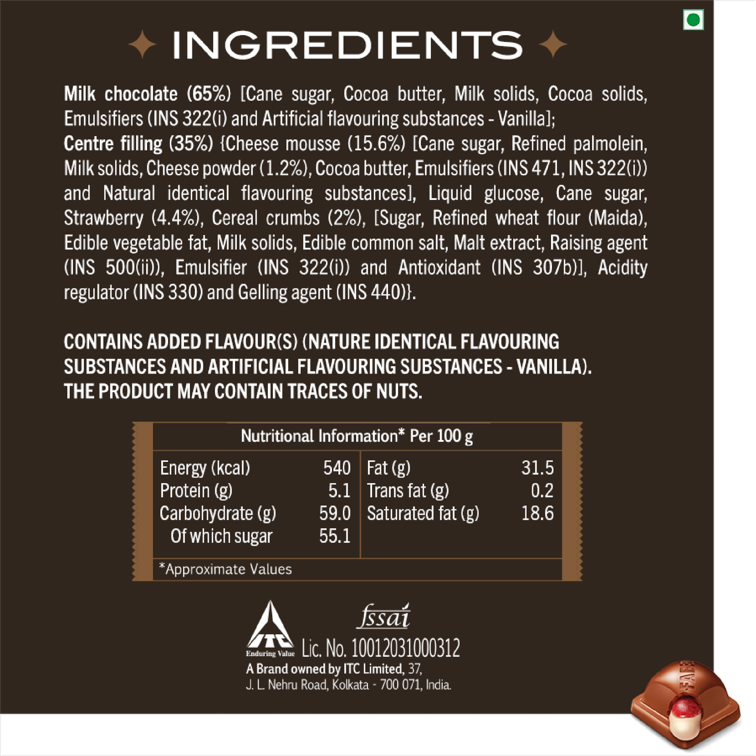 Fabelle Strawberry Cheesecake, Luxury Milk Chocolate Centre Filled Bar with Strawberry and Cheese Mousse, 131 g – view 9
