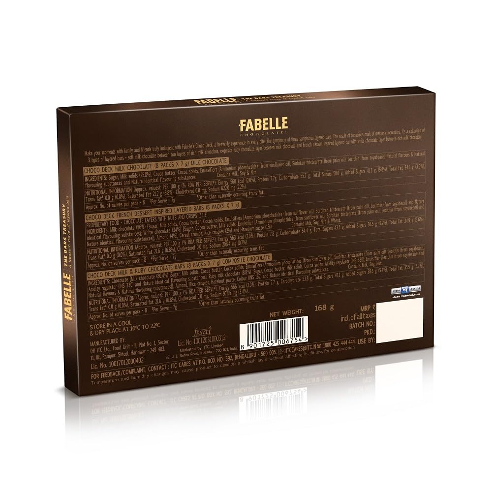 Fabelle The Bars Treasury, Chocolate Gift Pack, 24 Assorted Layered Chocolate Bars, Premium Packaged, Best Christmas Gift for Family, 168g – view 3