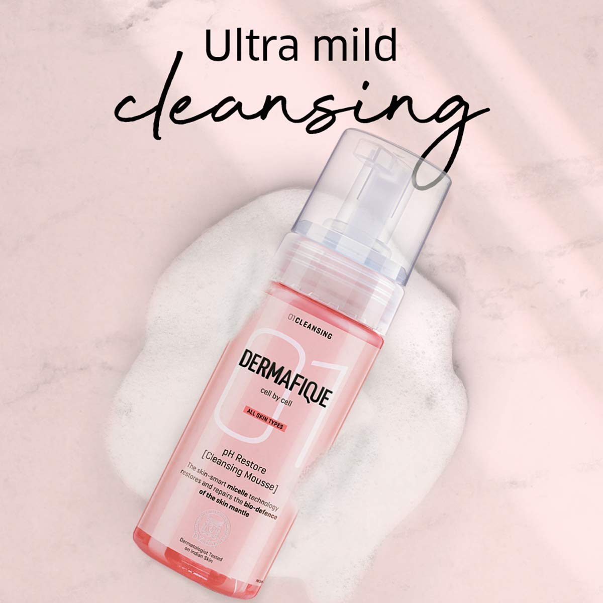 Dermafique - pH Restore Cleansing Mousse, 150 ml - for All Skin Types - Ultra-Mild Foaming Face Wash- for Gentle Cleansing and Hydration - Paraben Free, SLES-free - Dermatologist Tested – view 3