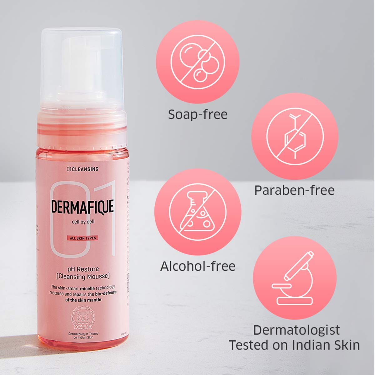 Dermafique - pH Restore Cleansing Mousse, 150 ml - for All Skin Types - Ultra-Mild Foaming Face Wash- for Gentle Cleansing and Hydration - Paraben Free, SLES-free - Dermatologist Tested – view 6
