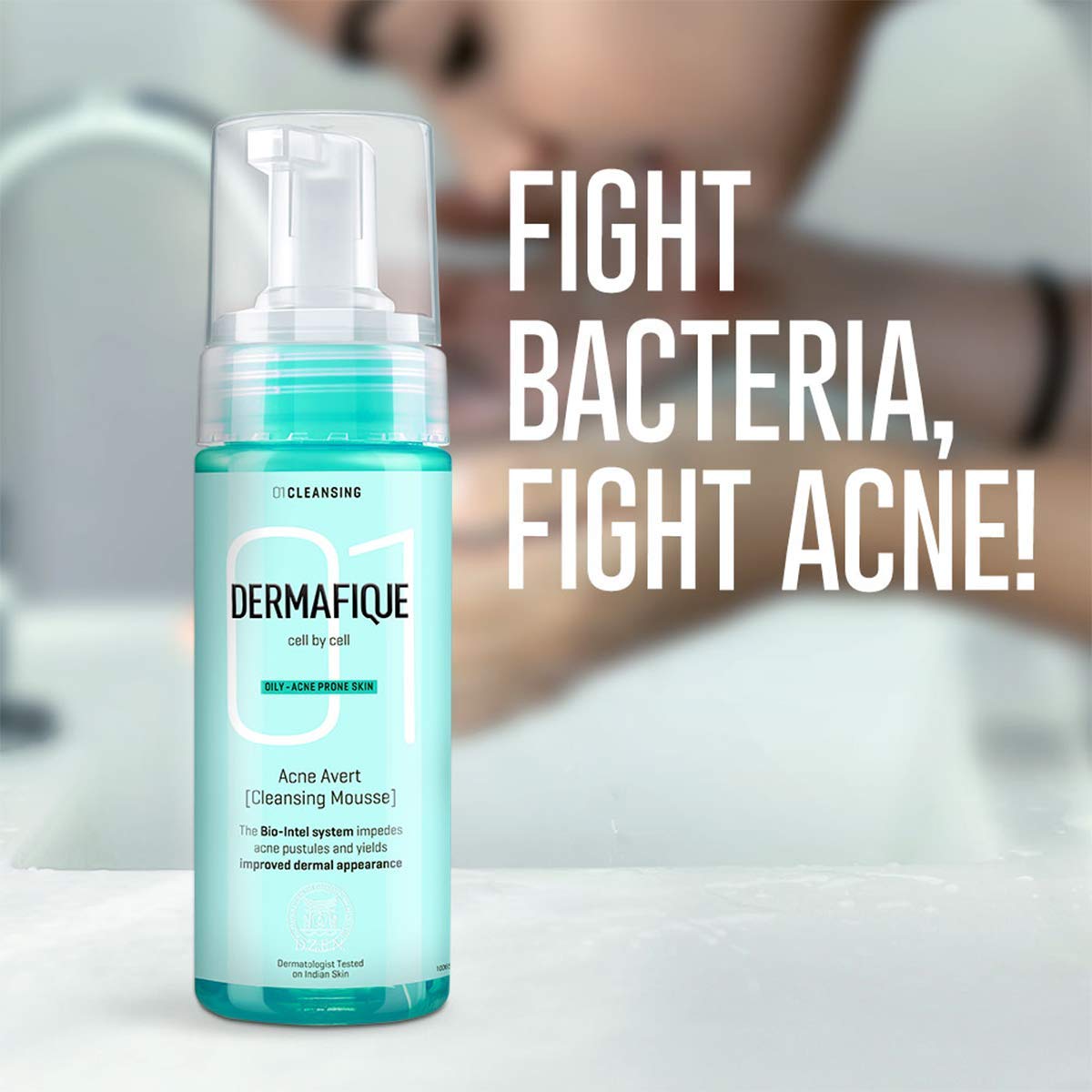 Dermafique Acne Avert Cleansing Mousse Foaming Face Wash, 150 ml for Acne Prone Skin, Suits Oily Dry Skin with Salicylic acid - Paraben-Free, SLES-free - Cleanses Pores, Clears Out Excess Sebum – view 2