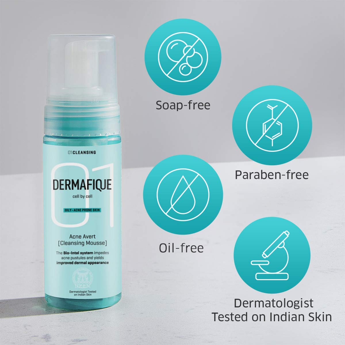 Dermafique Acne Avert Cleansing Mousse Foaming Face Wash, 150 ml for Acne Prone Skin, Suits Oily Dry Skin with Salicylic acid - Paraben-Free, SLES-free - Cleanses Pores, Clears Out Excess Sebum – view 6