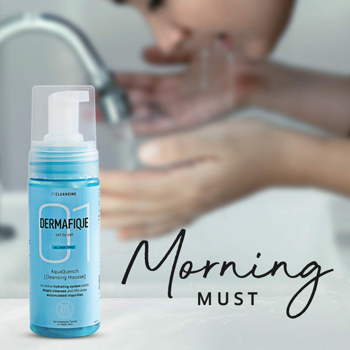 Dermafique Aquaquench Cleansing Mousse, 150 ml - For Dry Skin - Foaming Face Wash- For Deep Cleansing and Hydration - Paraben free, SLES-free - Dermatologist Tested – view 3