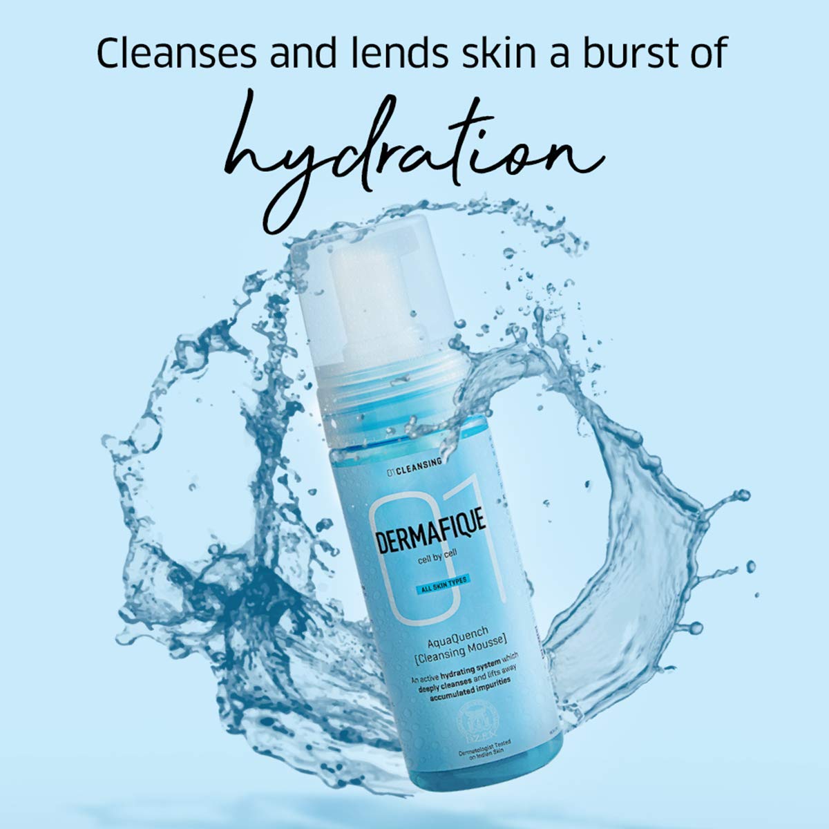 Dermafique Aquaquench Cleansing Mousse, 150 ml - For Dry Skin - Foaming Face Wash- For Deep Cleansing and Hydration - Paraben free, SLES-free - Dermatologist Tested – view 4