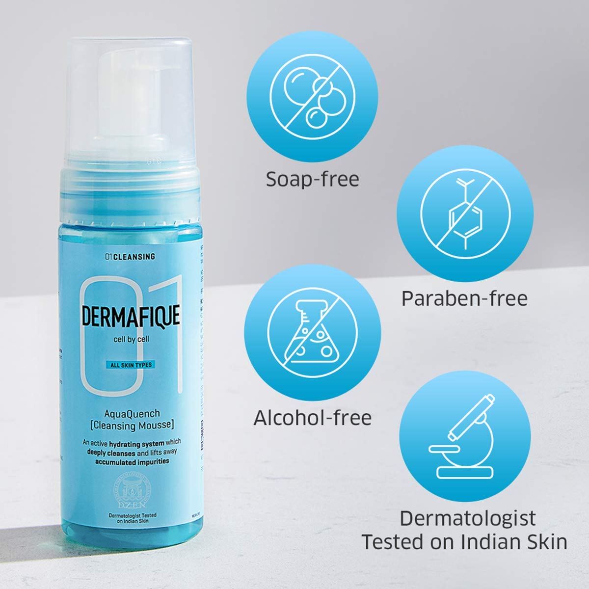Dermafique Aquaquench Cleansing Mousse, 150 ml - For Dry Skin - Foaming Face Wash- For Deep Cleansing and Hydration - Paraben free, SLES-free - Dermatologist Tested – view 7