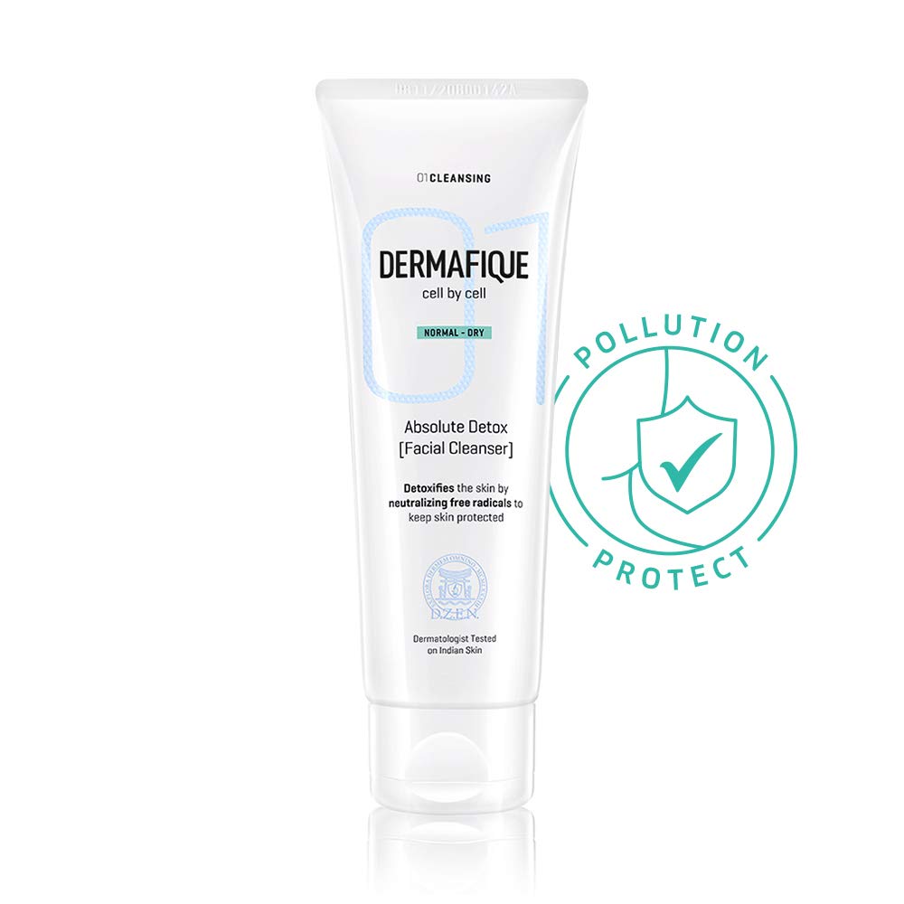 Dermafique detox facial cleanser tube with pomegranate scent, 100ml