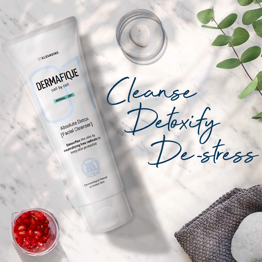 Dermafique - Absolute Detox Facial Cleanser Anti Pollution exfoliating Face Wash, 100 ml for Normal To Dry Skin with Vitamin E and Pomegranate extracts- Fights Pollution effects - Dermatologist Tested – view 2