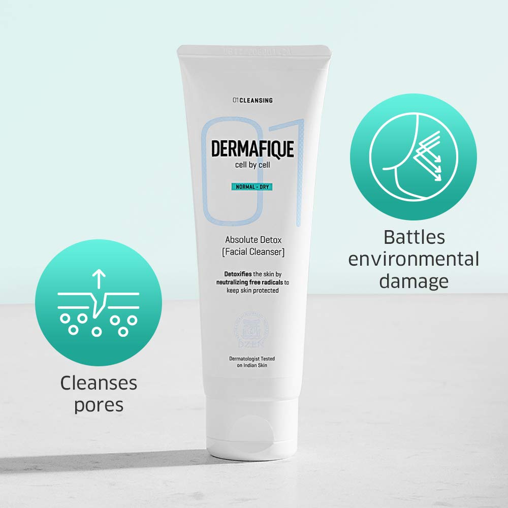 Dermafique - Absolute Detox Facial Cleanser Anti Pollution exfoliating Face Wash, 100 ml for Normal To Dry Skin with Vitamin E and Pomegranate extracts- Fights Pollution effects - Dermatologist Tested – view 3