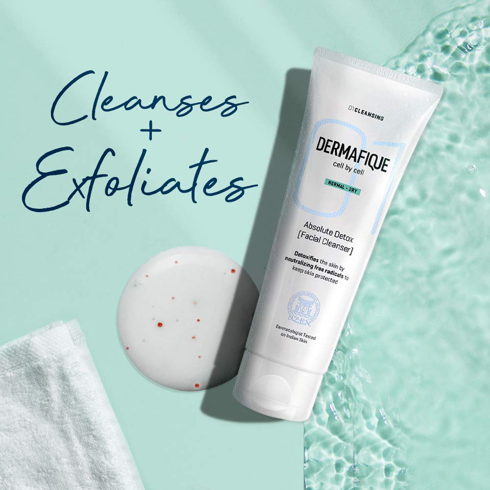 Dermafique - Absolute Detox Facial Cleanser Anti Pollution exfoliating Face Wash, 100 ml for Normal To Dry Skin with Vitamin E and Pomegranate extracts- Fights Pollution effects - Dermatologist Tested – view 4