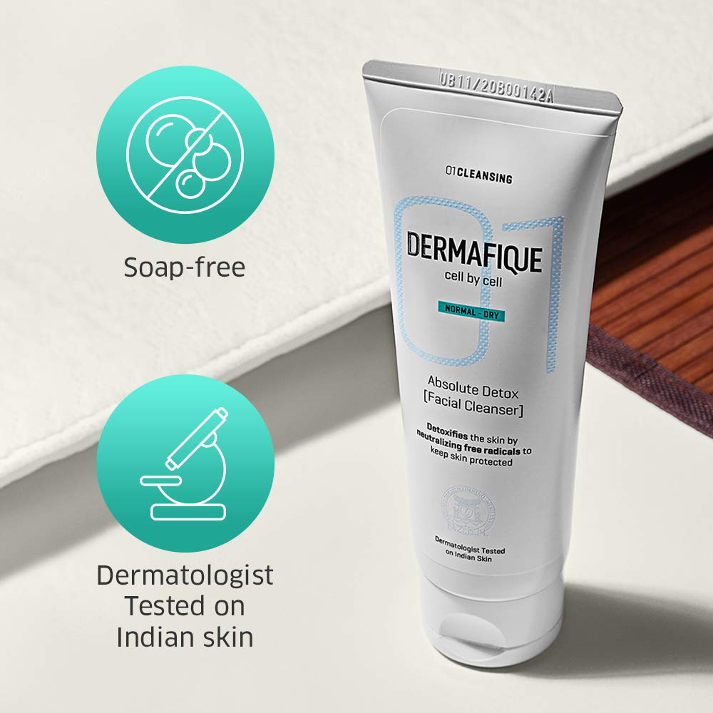 Dermafique - Absolute Detox Facial Cleanser Anti Pollution exfoliating Face Wash, 100 ml for Normal To Dry Skin with Vitamin E and Pomegranate extracts- Fights Pollution effects - Dermatologist Tested – view 6