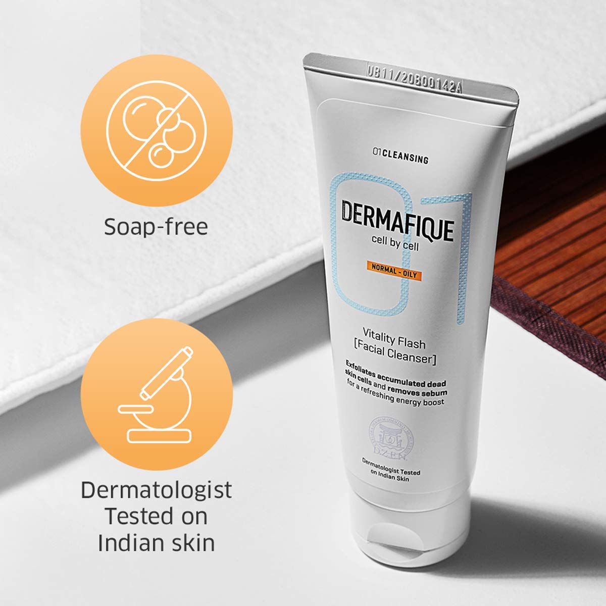 Dermafique Vitality Flash Facial Cleanser Exfoliating Face wash, For Normal to Oily Skin, Exfoliates Dead Cells, Cleanses pores, removes oil with Orange Zest extracts and Vitamin E, Oil-Free (100 ml) – view 6