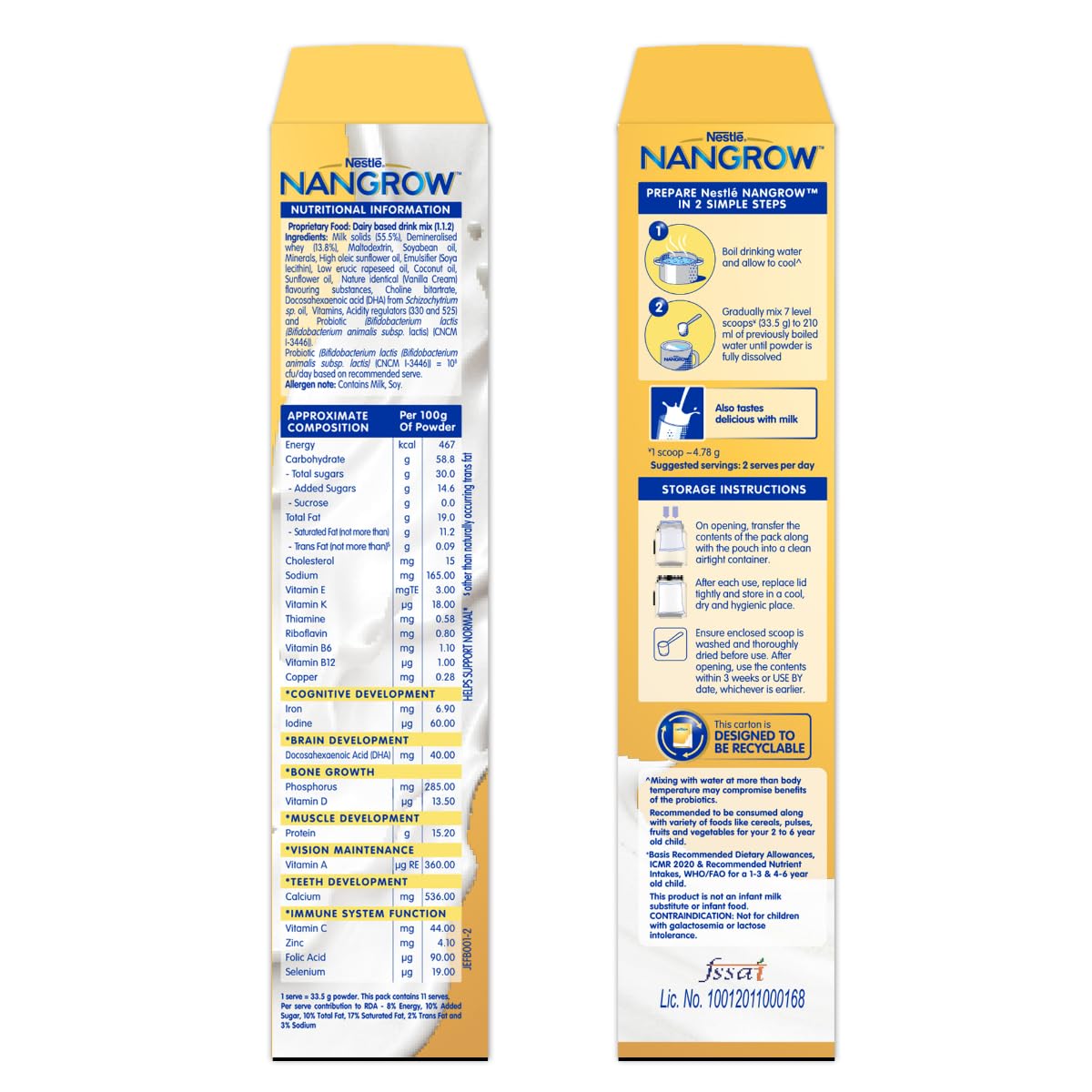 Nangrow Nutritious Milk Drink Powder for Children 2-6 Years, Creamy Vanilla, 400 g – view 6