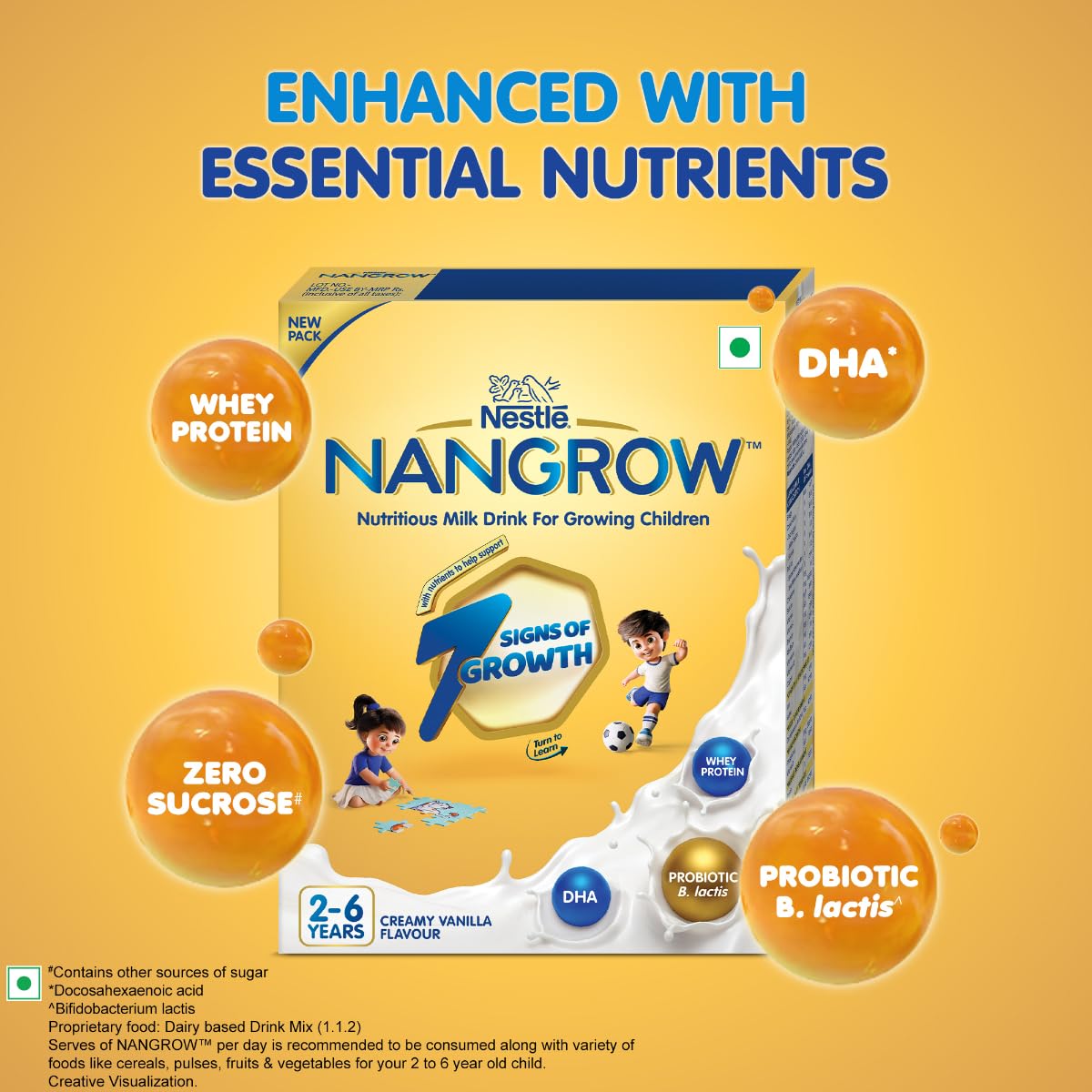Nangrow Nutritious Milk Drink Powder for Children 2-6 Years, Creamy Vanilla, 400 g – view 5