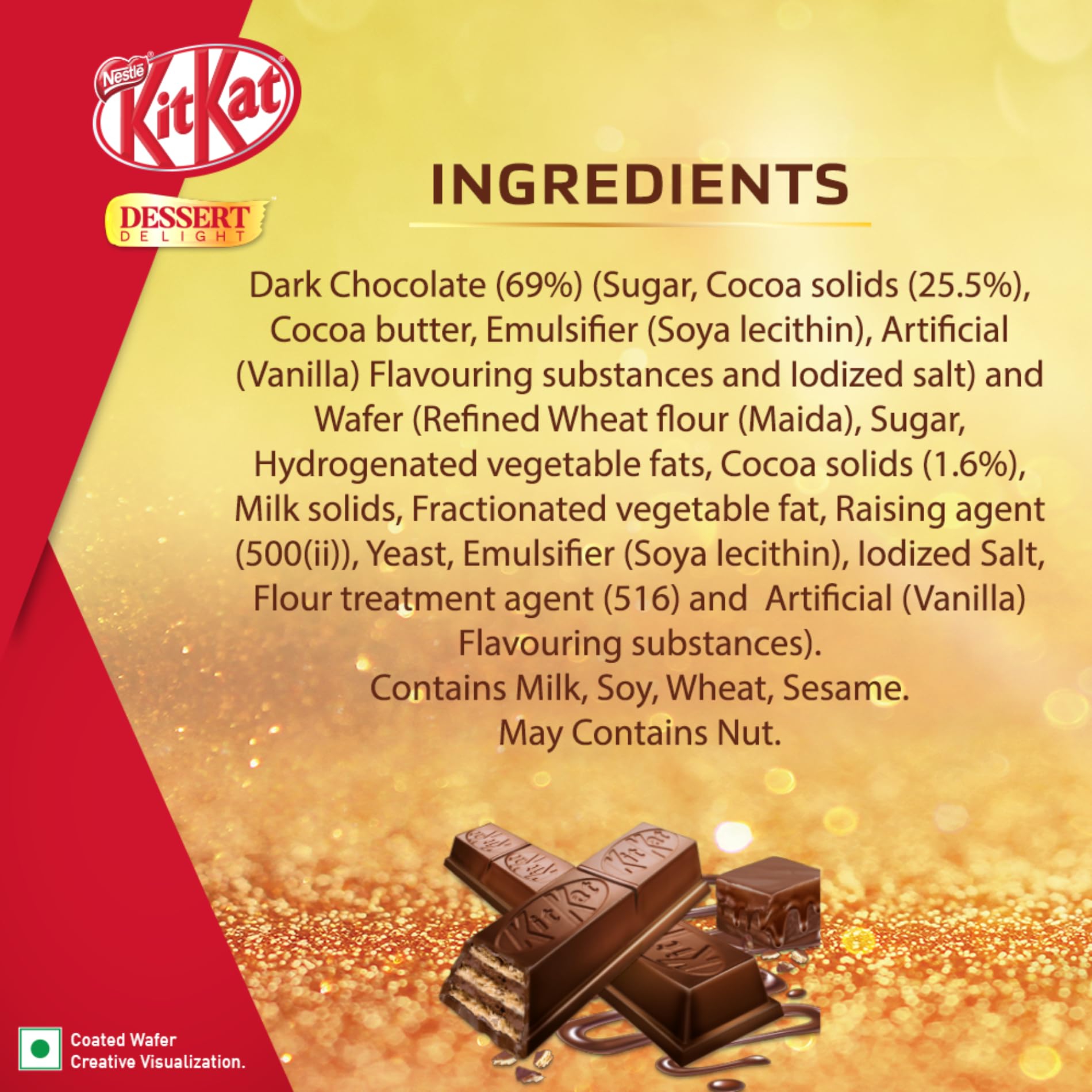 KIT KAT Nestle Dessert Delight, Heavenly Brownie Kubes Wafer Coated With Dark Chocolate Tablets 50 G Pack Of 12 Units , 600 Gram – view 4