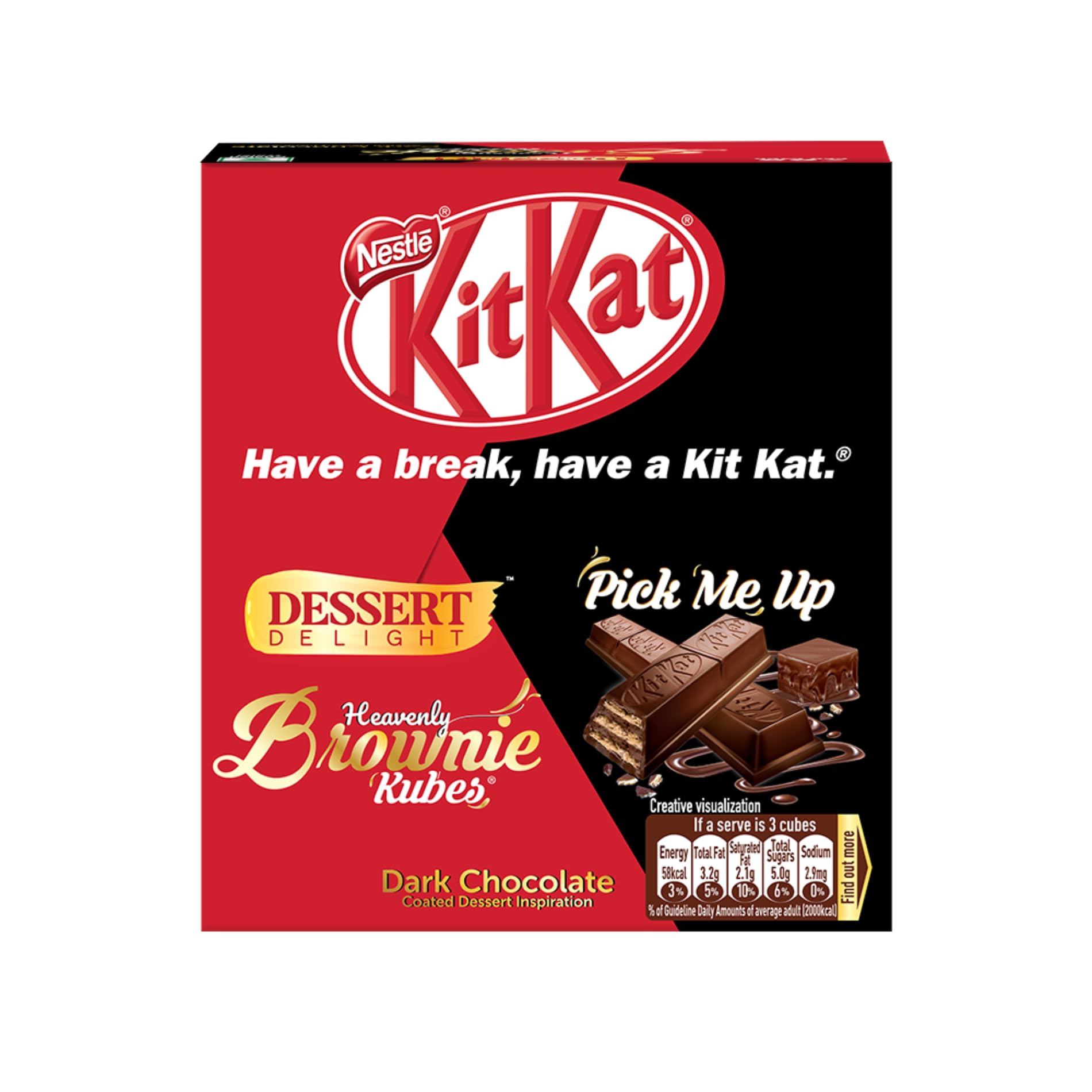 KIT KAT Nestle Dessert Delight, Heavenly Brownie Kubes Wafer Coated With Dark Chocolate Tablets 50 G Pack Of 12 Units , 600 Gram – view 7