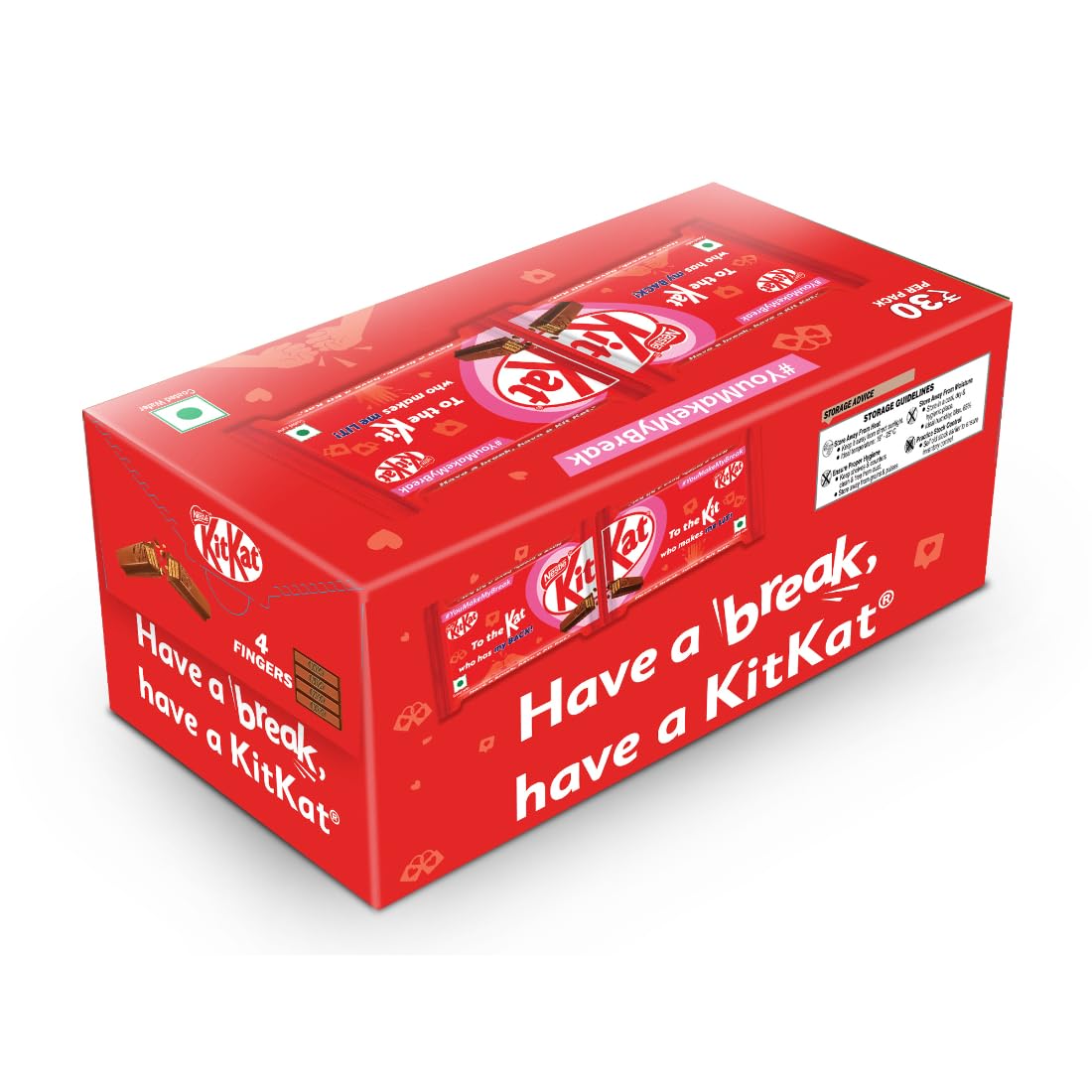 KitKat Love Break, 4 Finger, Chocolate Coated Wafer, Pack Of 21 Units x 38.5 G Each, 808.5 G – view 2