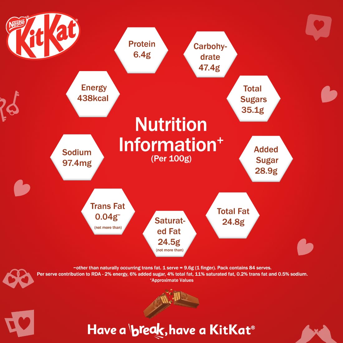 KitKat Love Break, 4 Finger, Chocolate Coated Wafer, Pack Of 21 Units x 38.5 G Each, 808.5 G – view 8