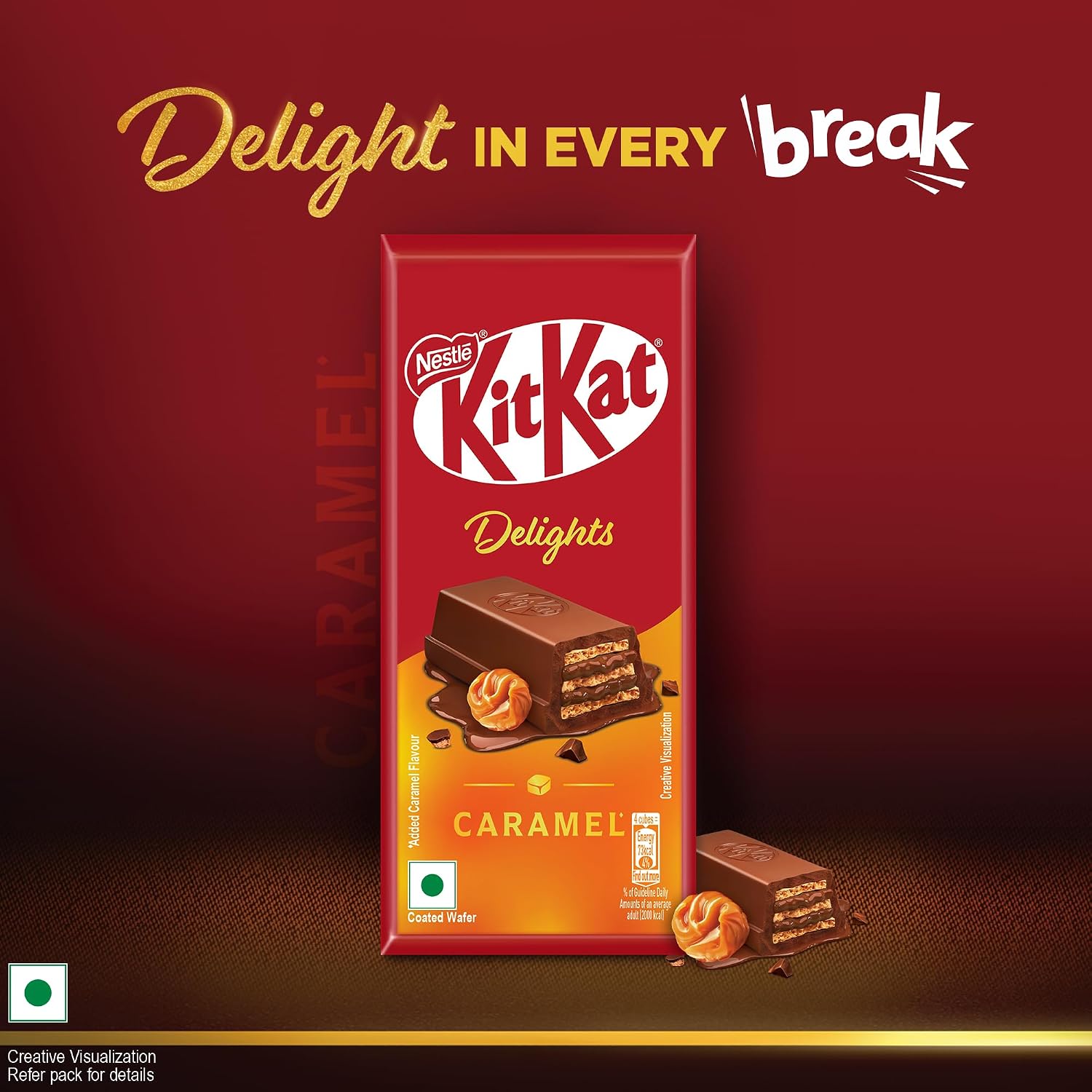 Kit Kat Delights Caramel Chocolate Coated Wafer Bars, 600 g, Pack of 12 – view 5