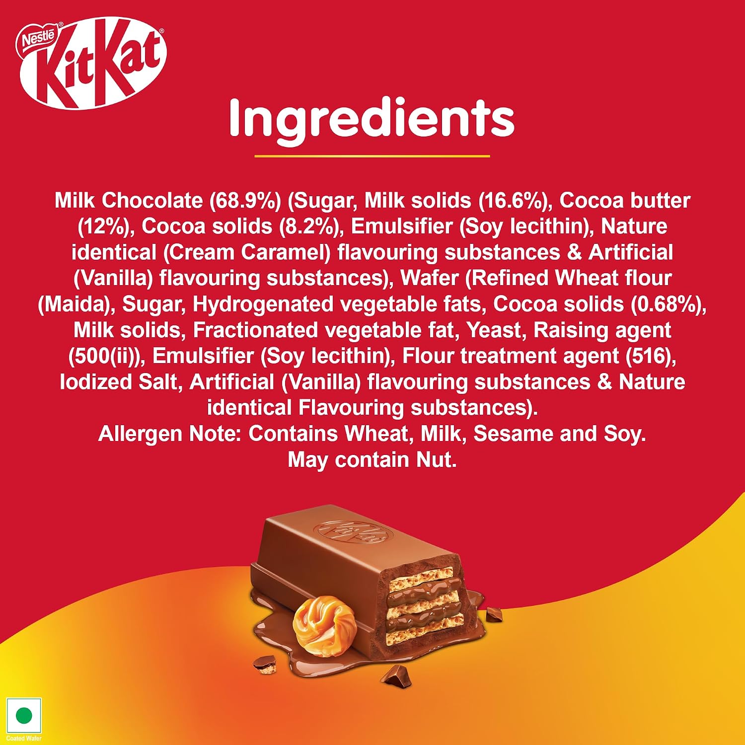 Kit Kat Delights Caramel Chocolate Coated Wafer Bars, 600 g, Pack of 12 – view 2