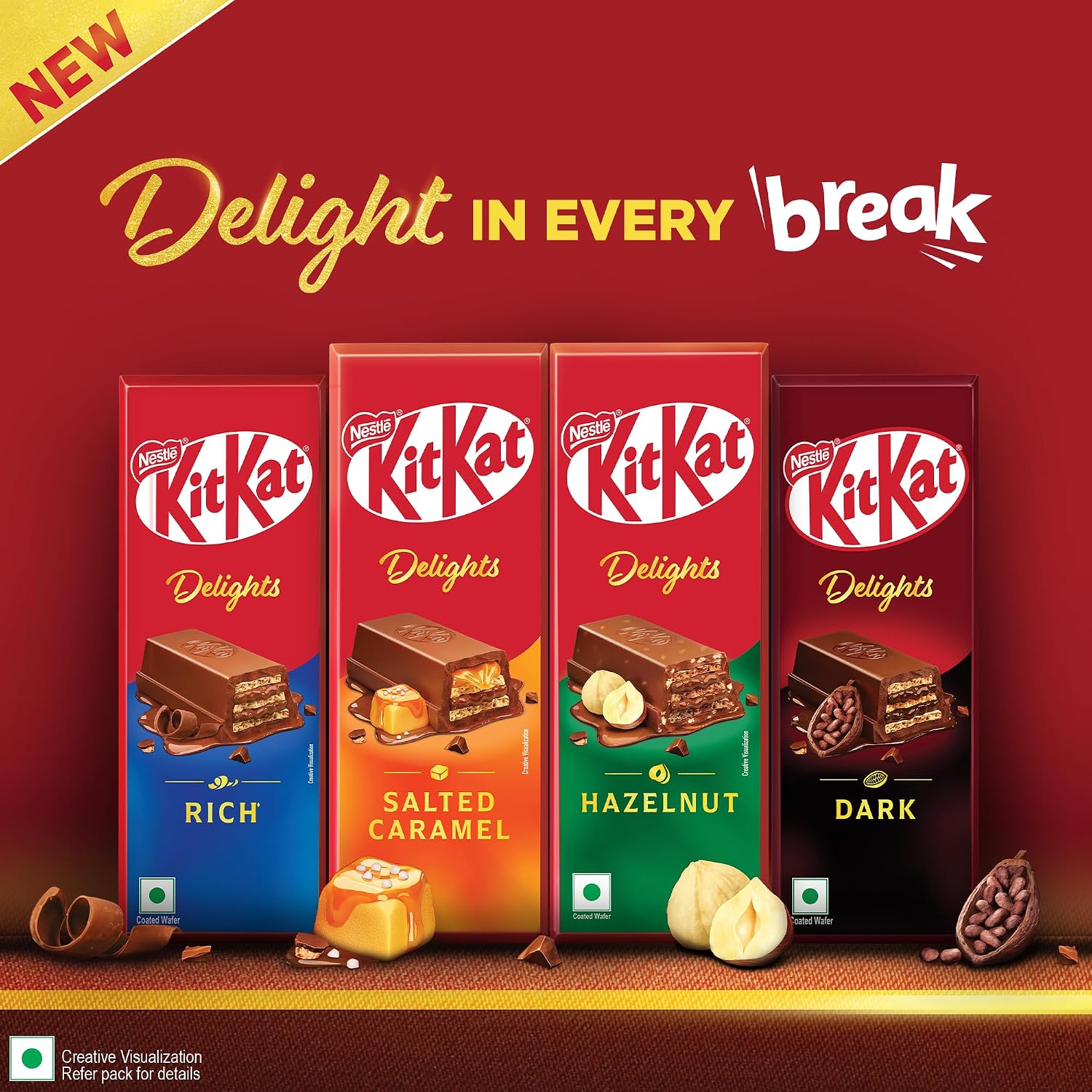 Kit Kat Delights Caramel Chocolate Coated Wafer Bars, 600 g, Pack of 12 – view 6