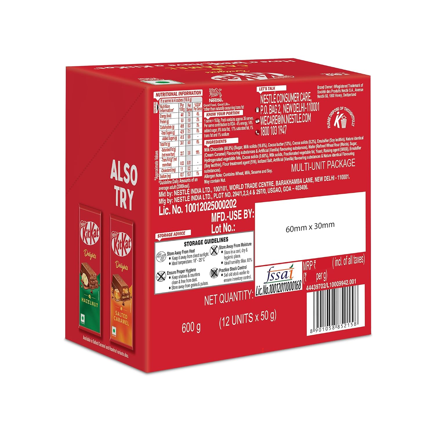 Kit Kat Delights Caramel Chocolate Coated Wafer Bars, 600 g, Pack of 12 – view 3