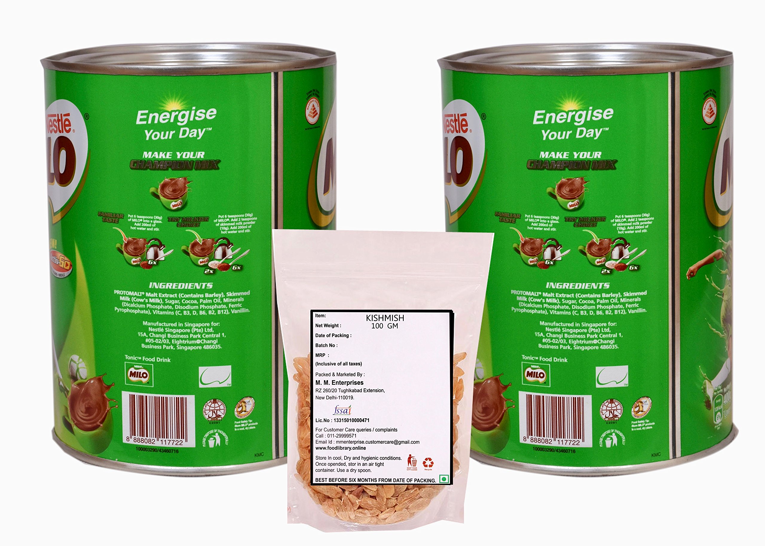 Nestle Milo Active Go Tin, 400g (Imported) - Pack of 2 + Food Library Golden Raisins, 100g – view 3