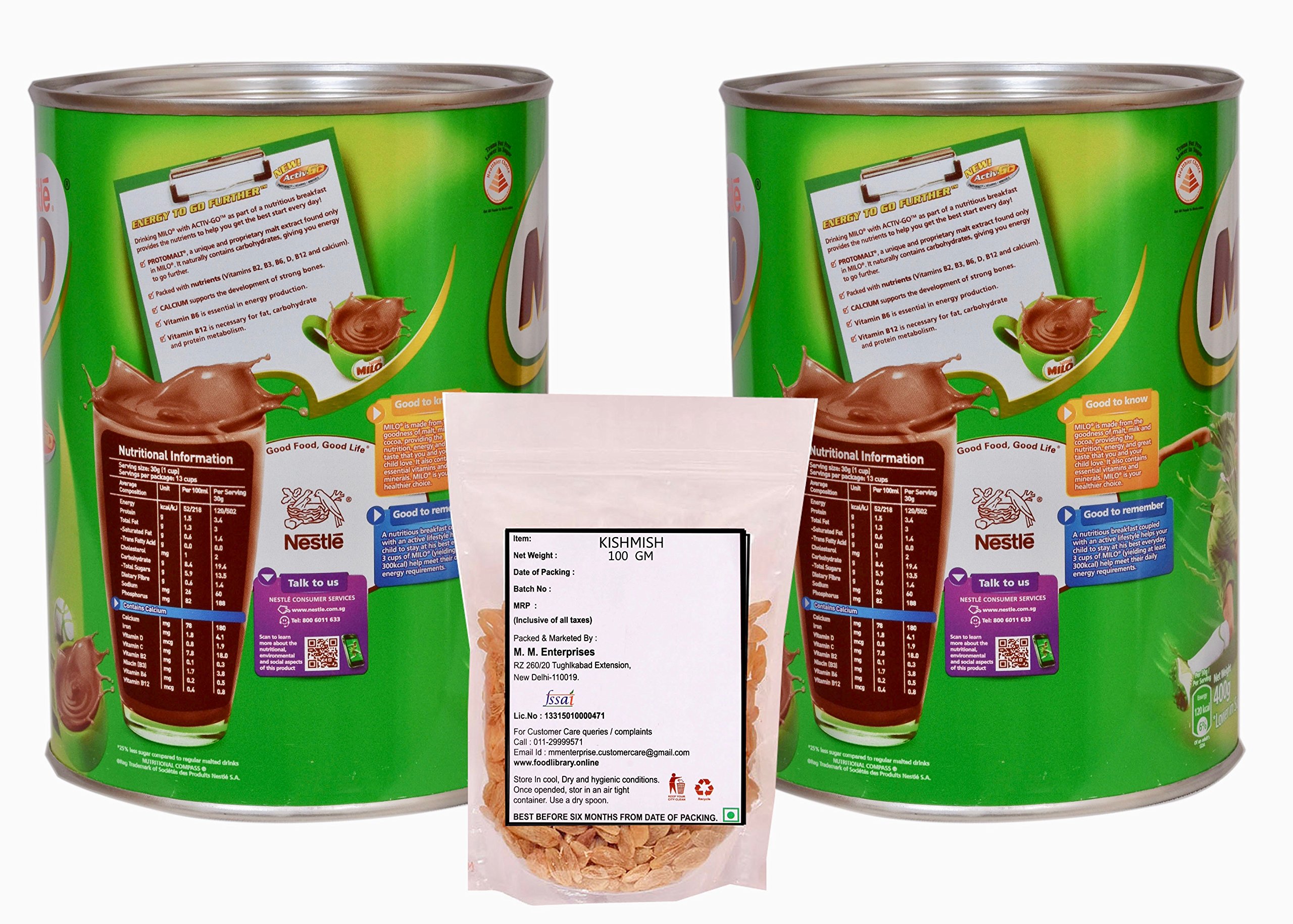 Nestle Milo Active Go Tin, 400g (Imported) - Pack of 2 + Food Library Golden Raisins, 100g – view 4