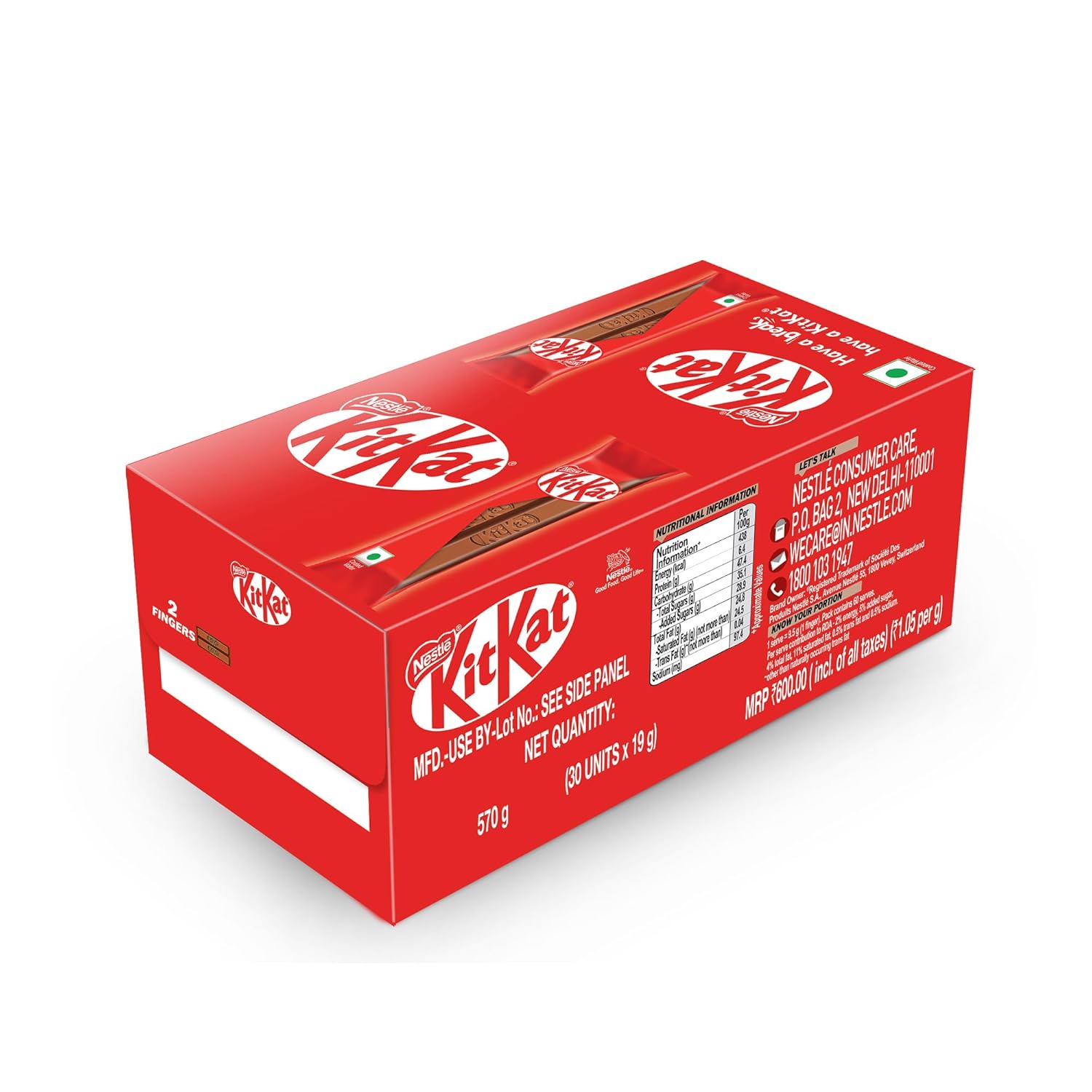 Kit Kat 2 Finger Choco Coated Wafer Bar, Pack of 30 – view 3